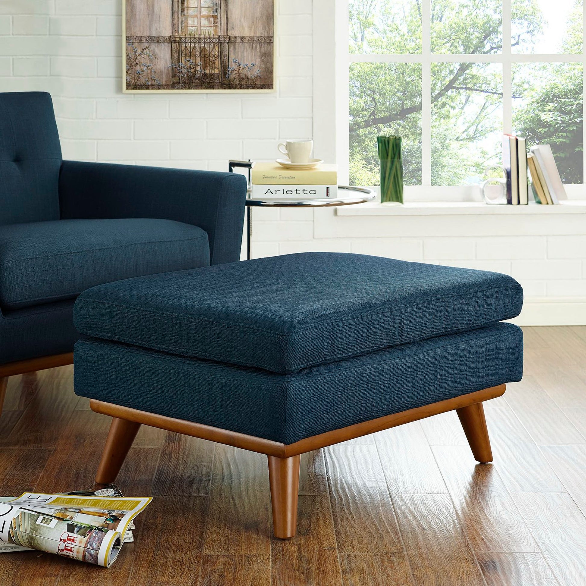 Engage Upholstered Fabric Ottoman - Expectation Gray