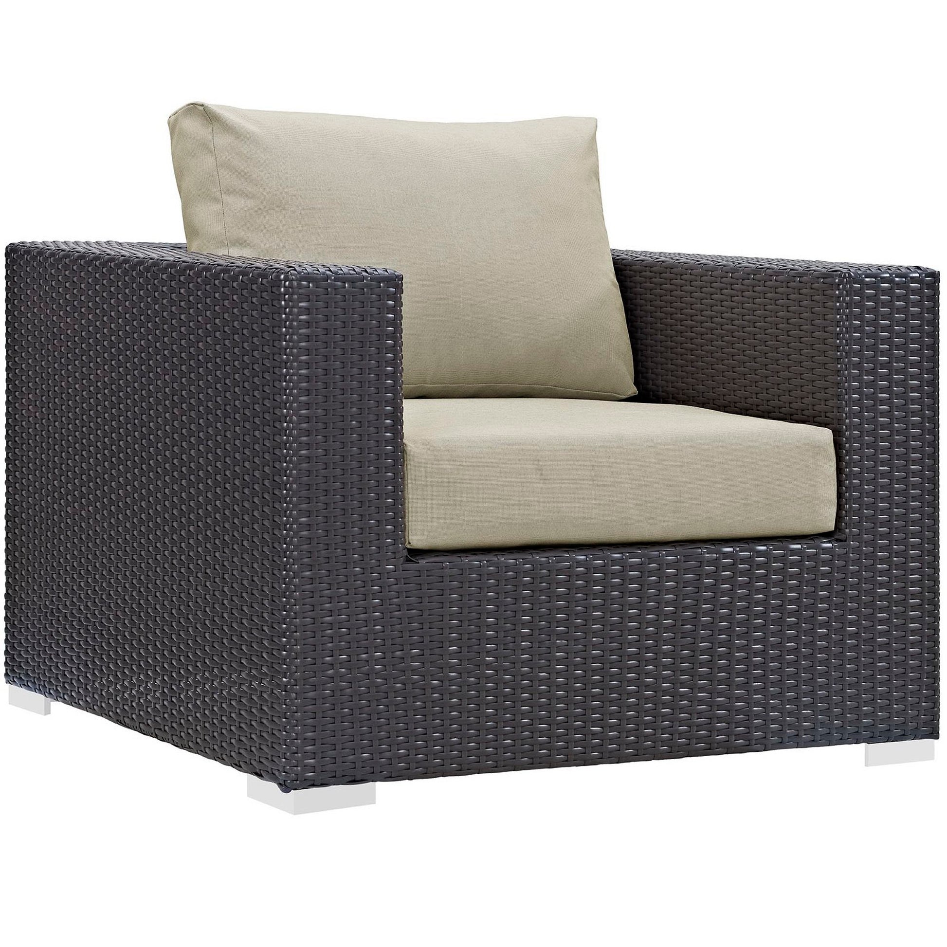 Convene 5 Piece Outdoor Patio Sectional Set - Espresso Mocha