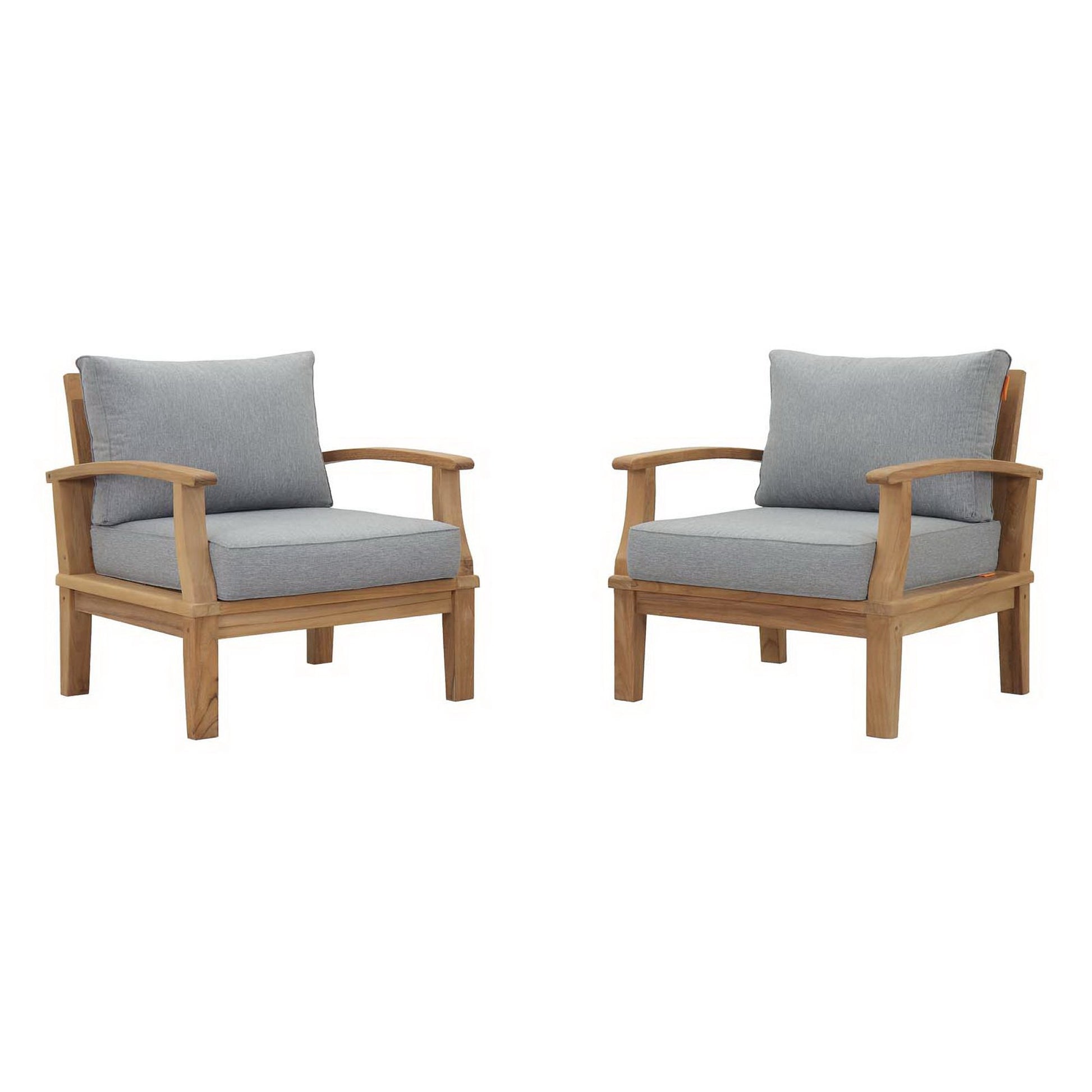 Marina 2 Piece Outdoor Patio Teak Set - Natural Gray