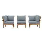 Marina 3 Piece Outdoor Patio Teak Set - Natural Gray
