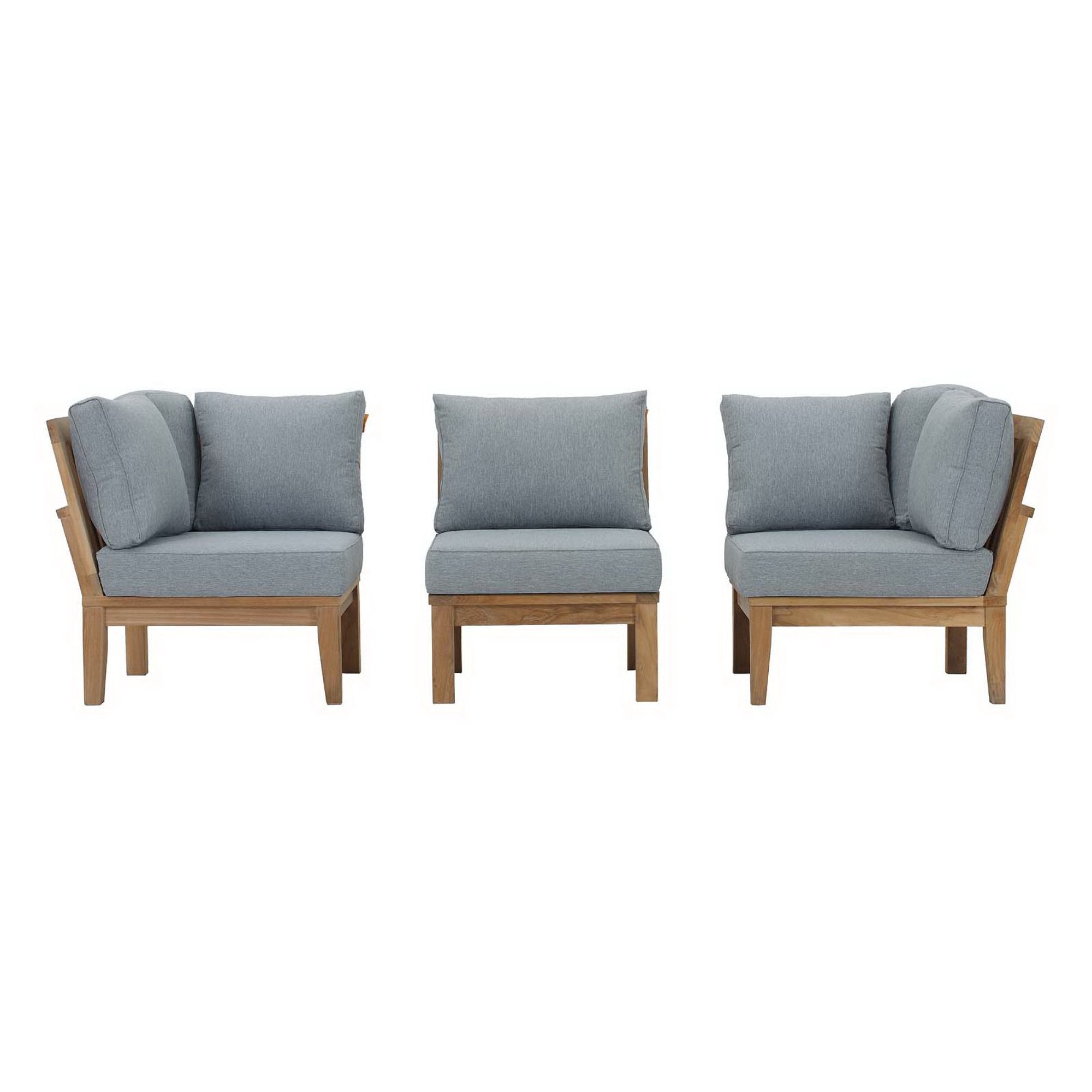 Marina 3 Piece Outdoor Patio Teak Set - Natural Gray