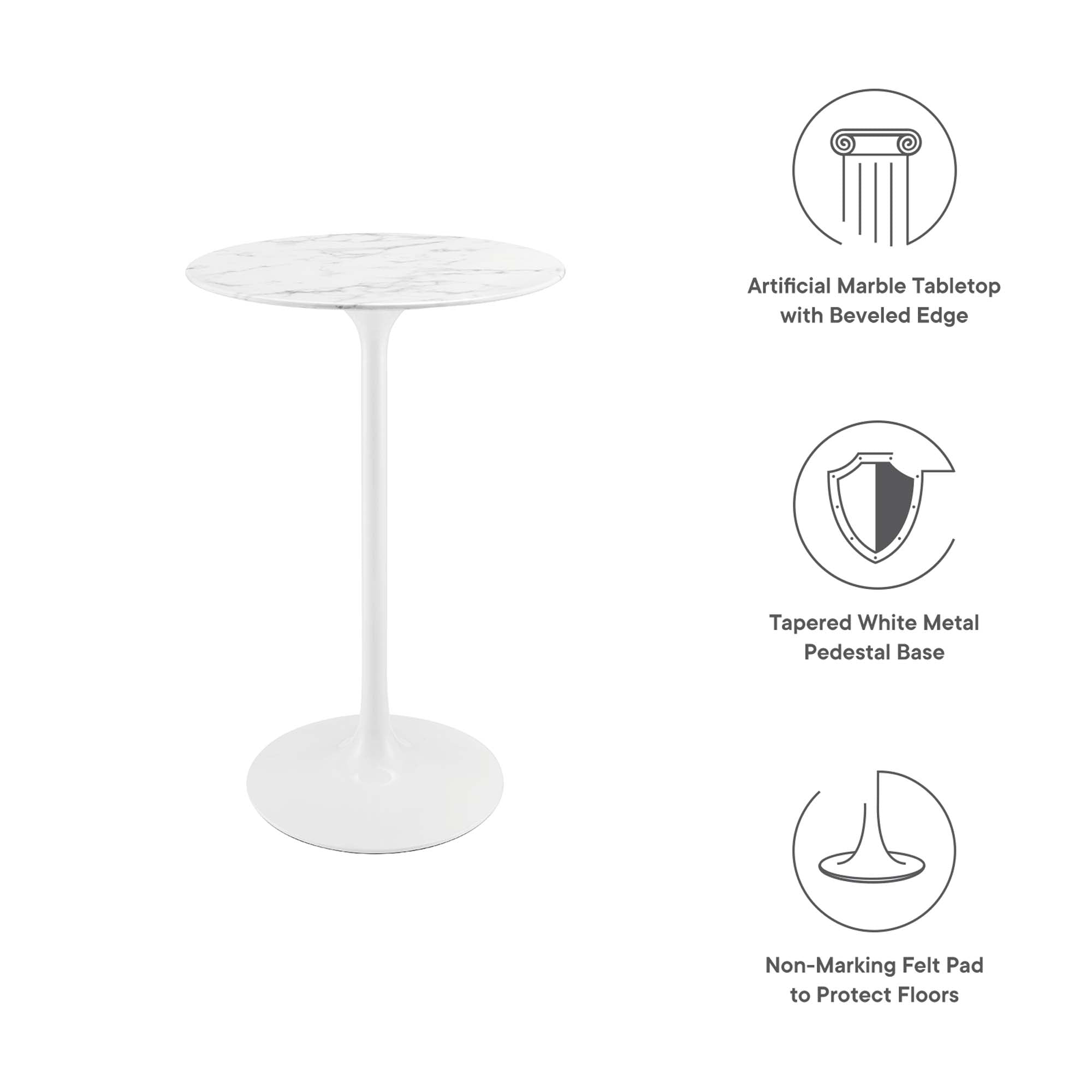 Lippa 28" Round Faux Marble Bar Table
