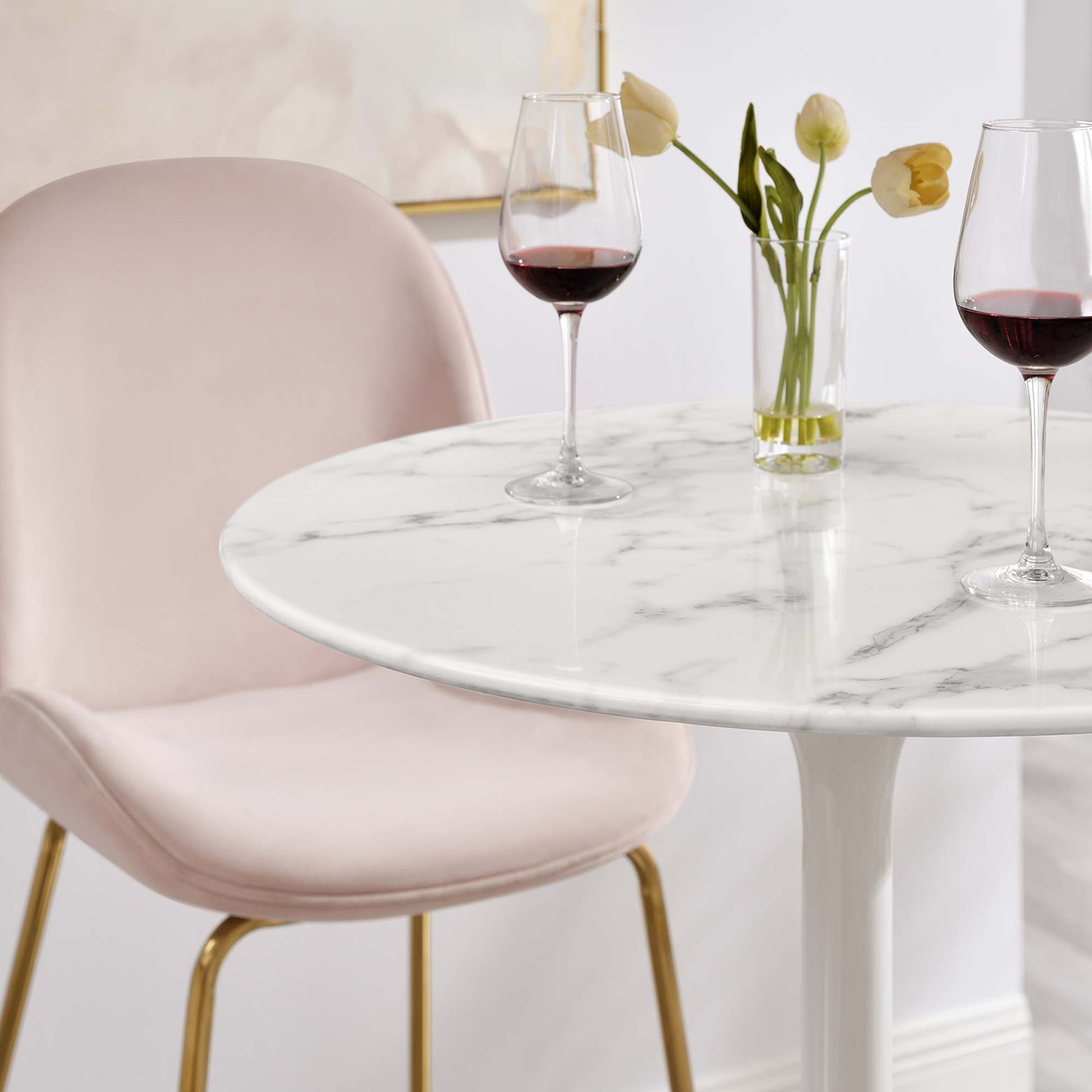 Lippa 28" Round Faux Marble Bar Table