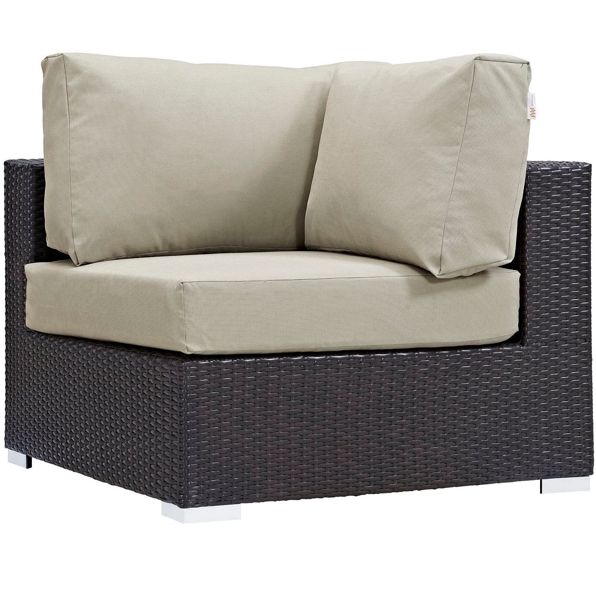 Convene 5 Piece Outdoor Patio Sectional Set - Espresso White
