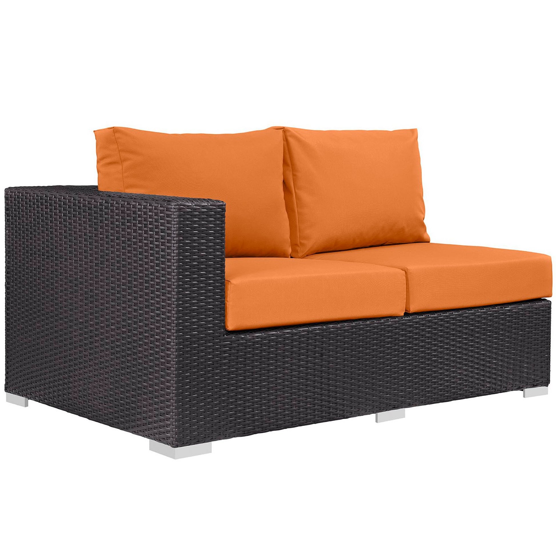 Convene Outdoor Patio Left Arm Loveseat - Espresso Red