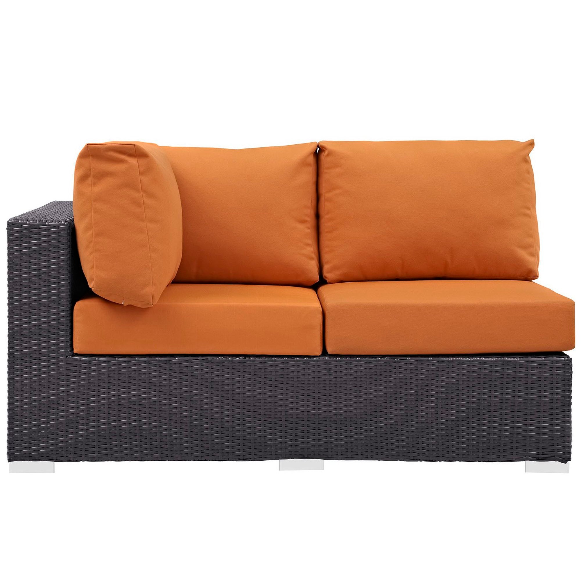 Convene Outdoor Patio Left Arm Loveseat - Espresso White