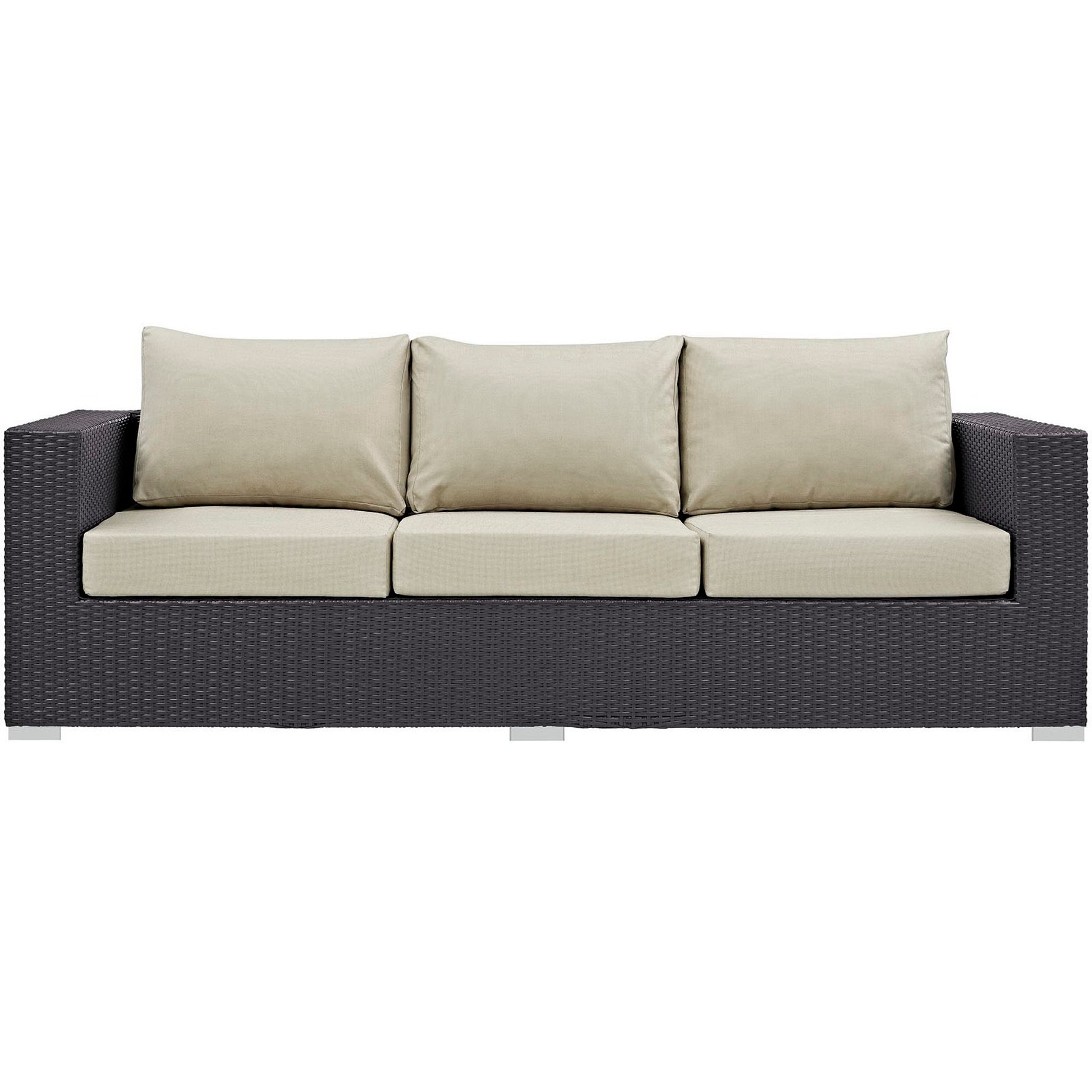 Convene Outdoor Patio Sofa - Espresso Red
