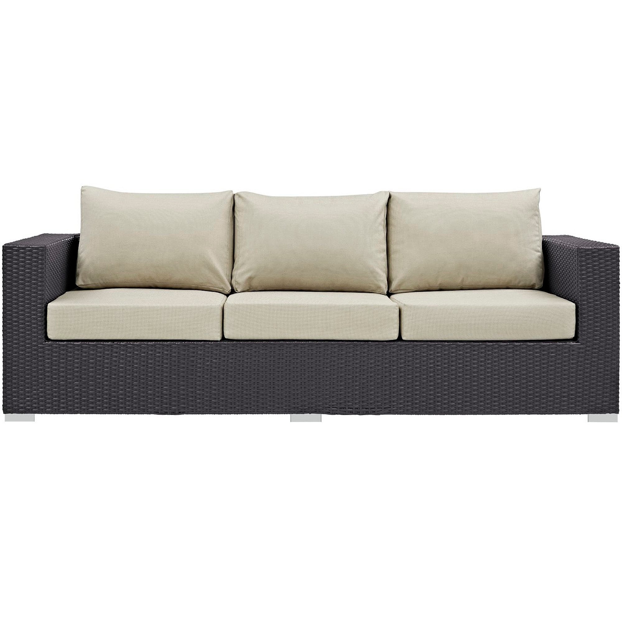 Convene Outdoor Patio Sofa - Espresso Red