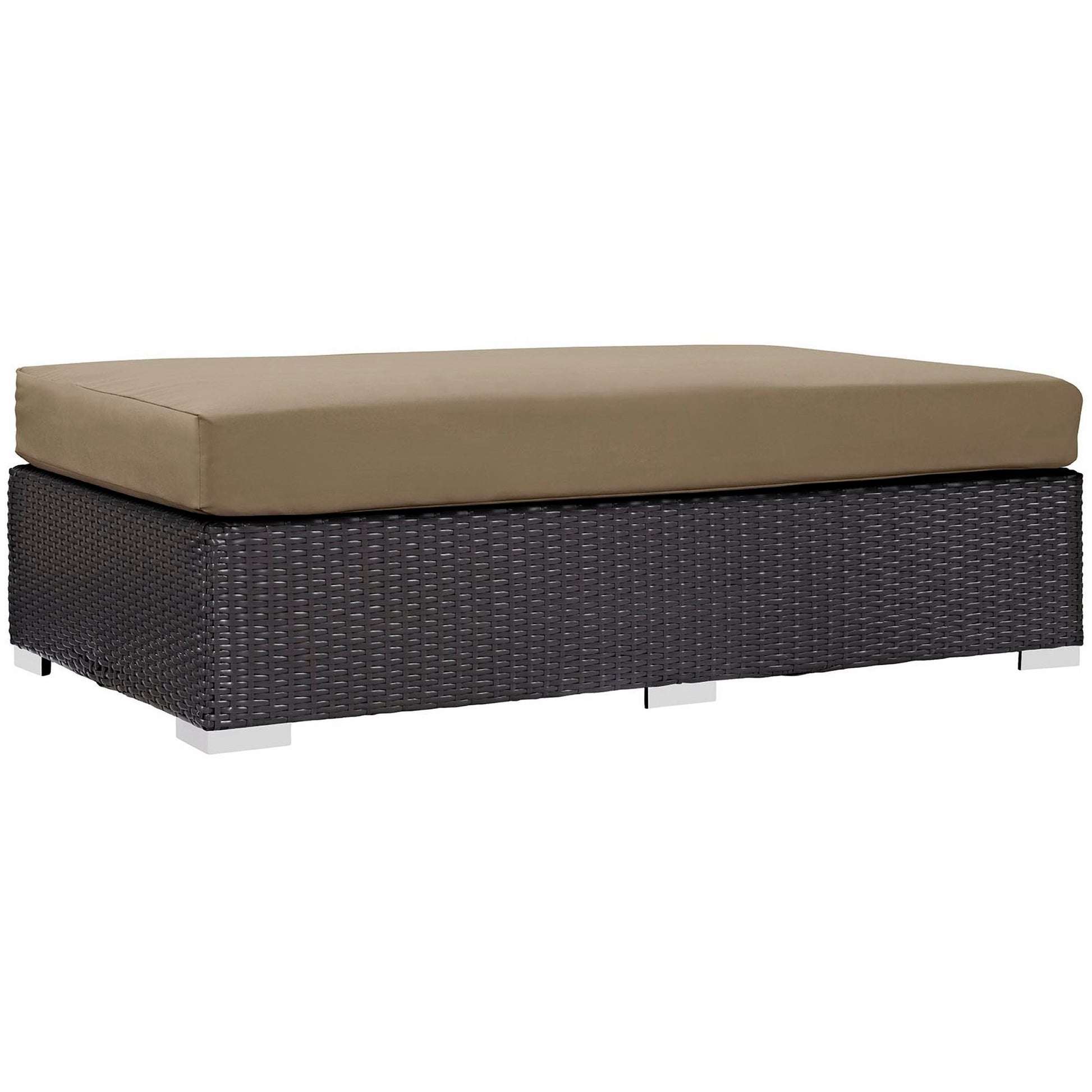 Convene Outdoor Patio Fabric Rectangle Ottoman - Espresso Mocha