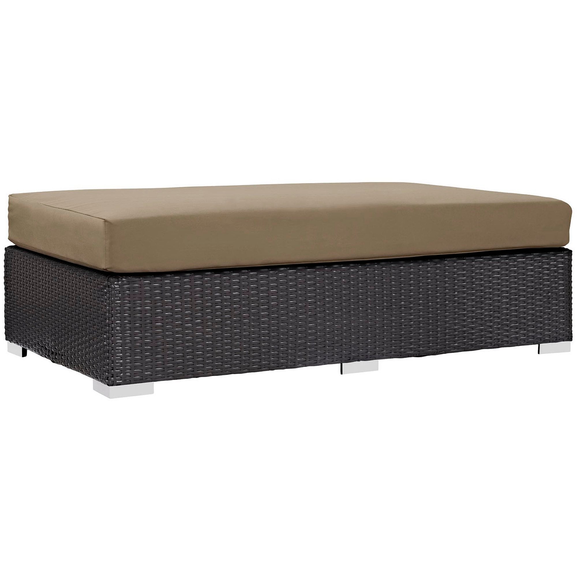 Convene Outdoor Patio Fabric Rectangle Ottoman - Espresso Mocha