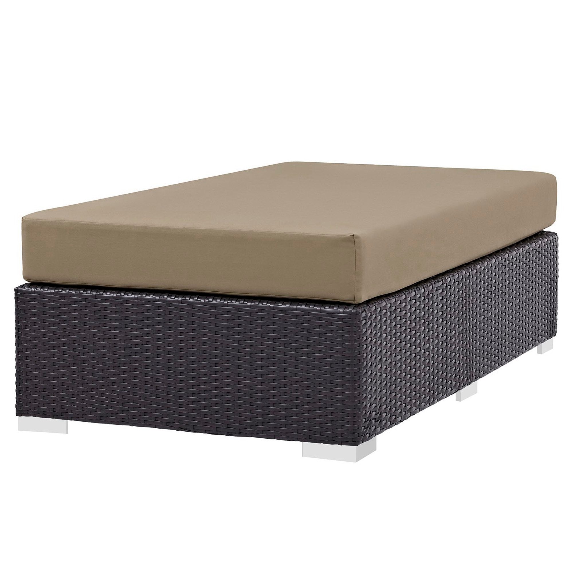 Convene Outdoor Patio Fabric Rectangle Ottoman - Espresso Orange