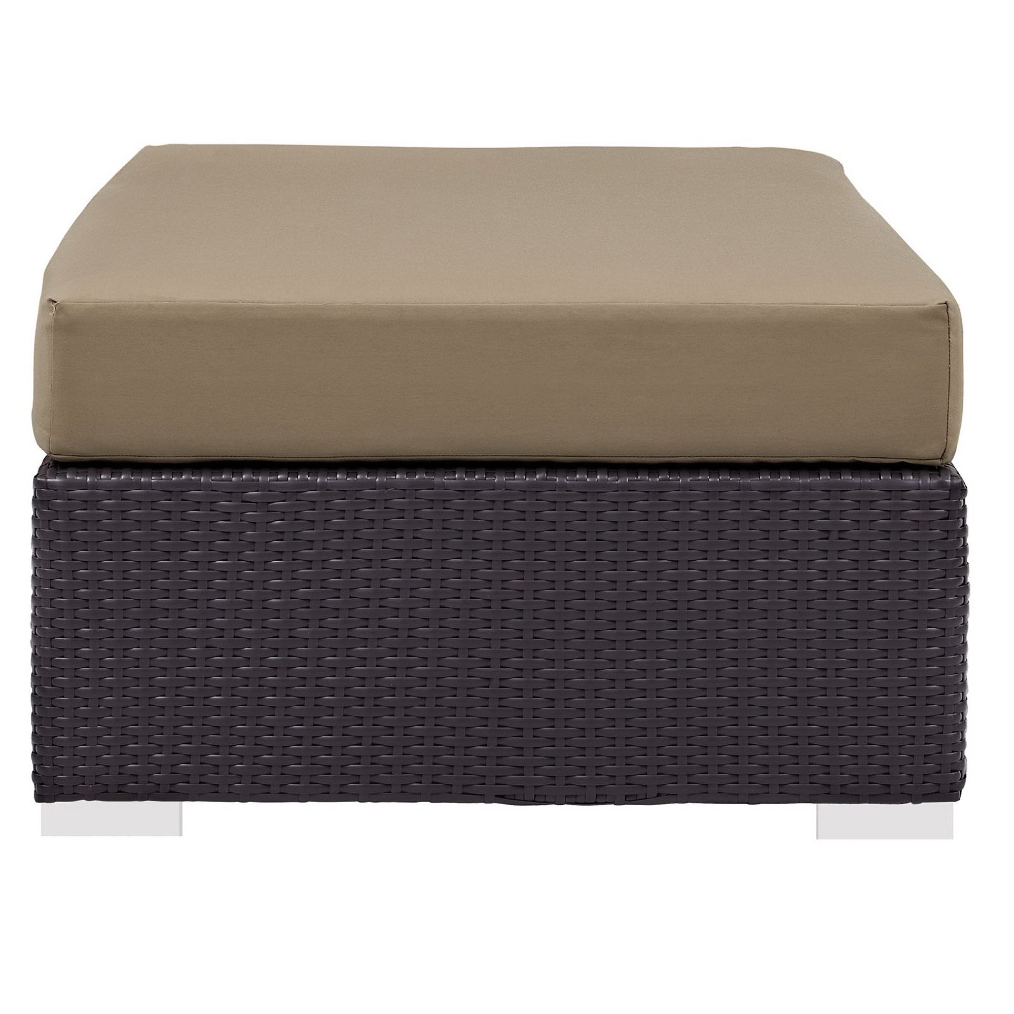 Convene Outdoor Patio Fabric Rectangle Ottoman - Espresso Red