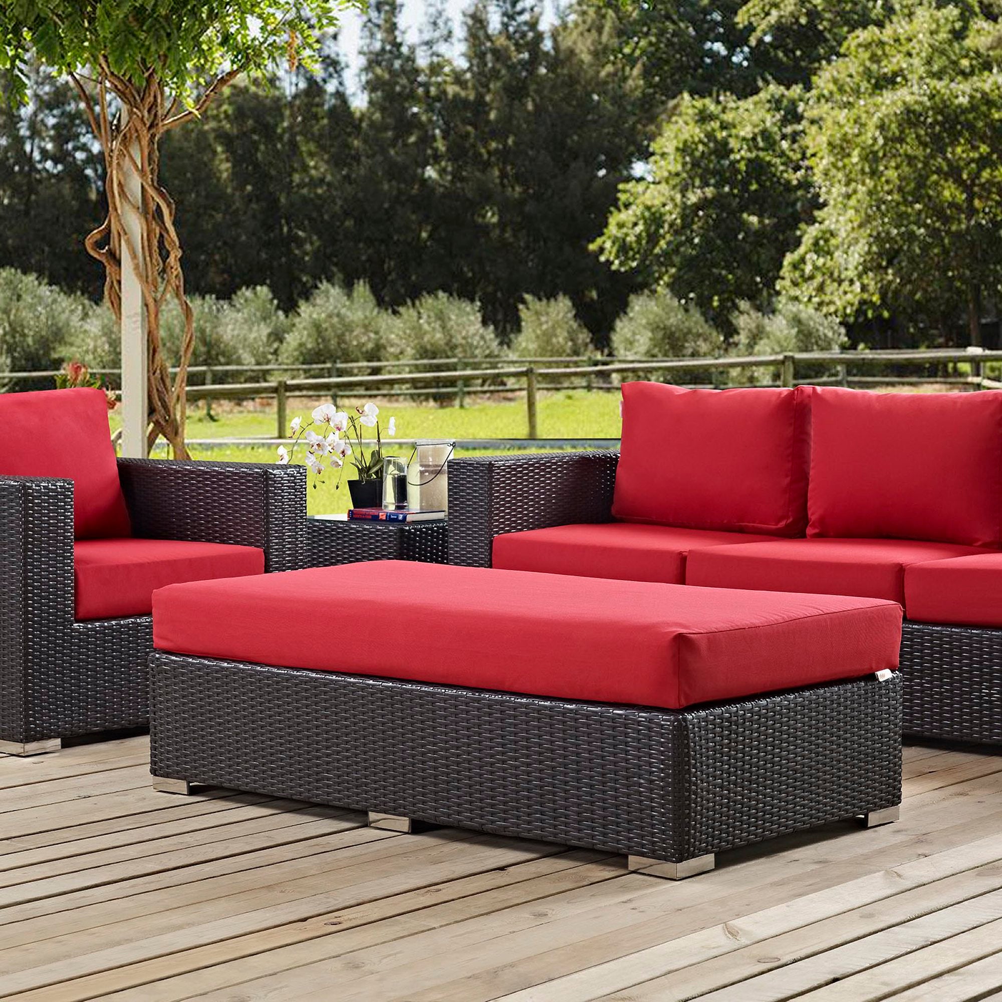 Convene Outdoor Patio Fabric Rectangle Ottoman
