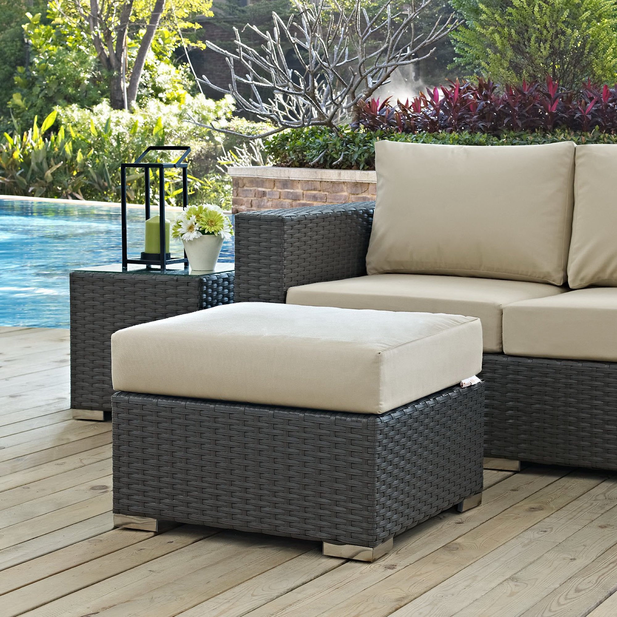 Sojourn Outdoor Patio Sunbrella® Ottoman - Canvas Navy