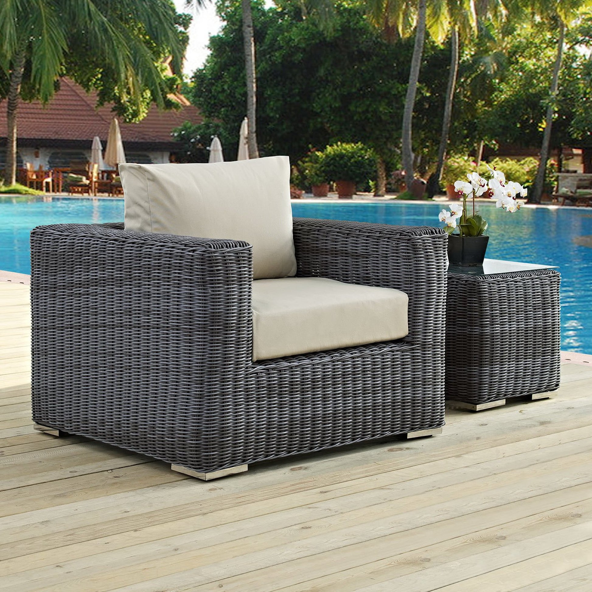 Summon Outdoor Patio Fabric Sunbrella® Armchair - Canvas Navy