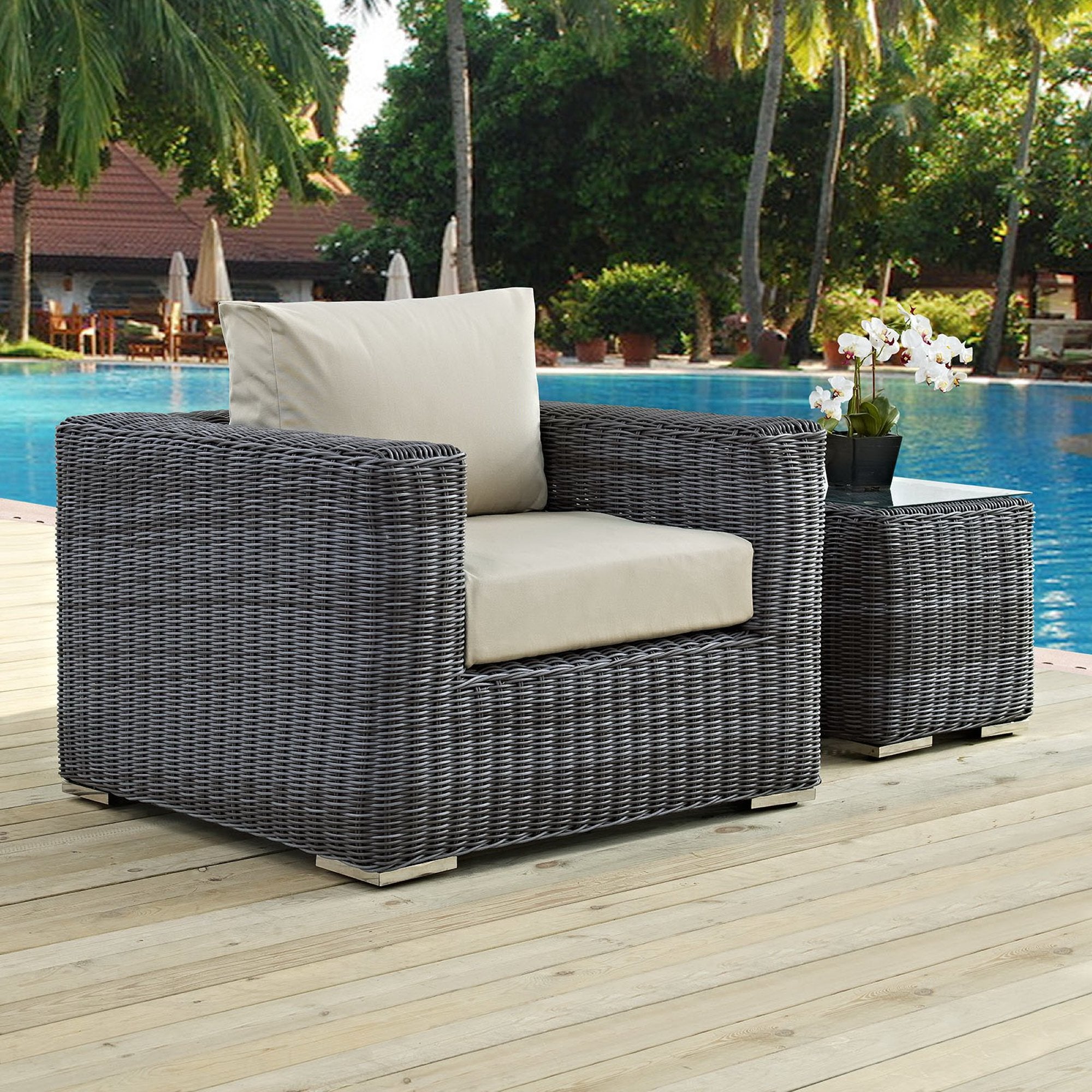 Summon Outdoor Patio Fabric Sunbrella® Armchair - Canvas Navy