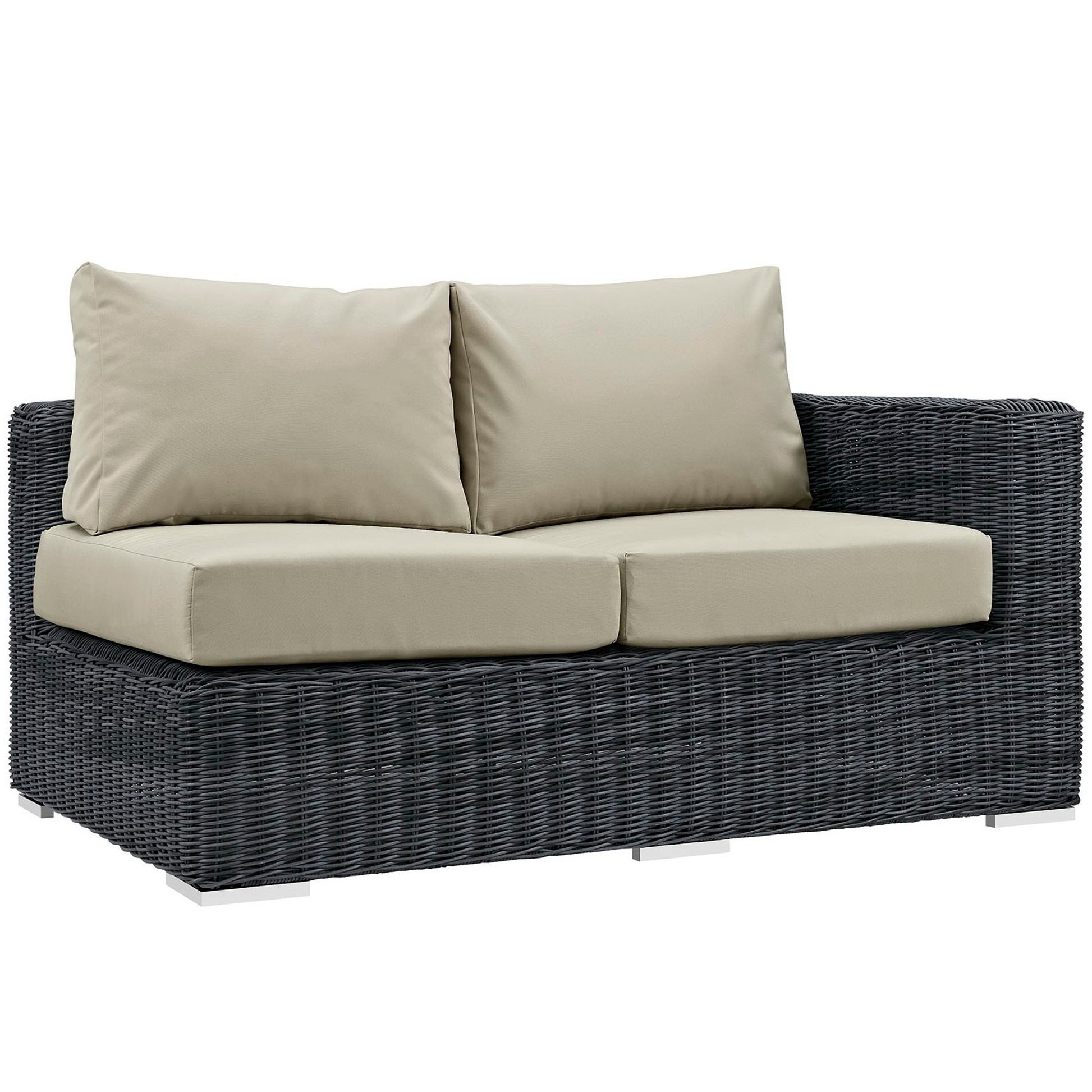 Summon Outdoor Patio Sunbrella® Right Arm Loveseat - Canvas Antique Beige