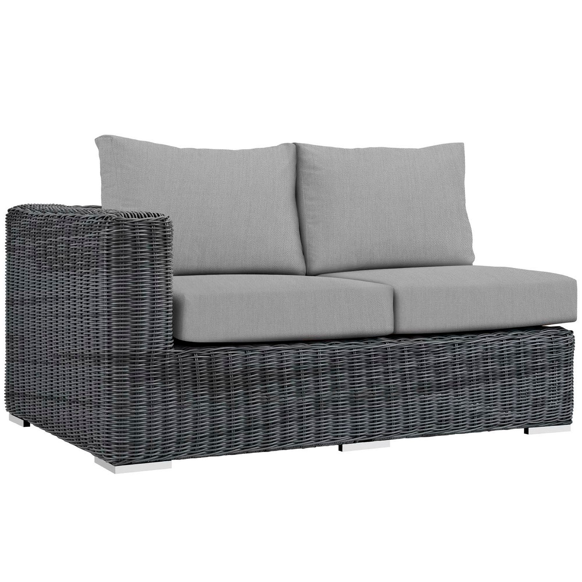 Summon Outdoor Patio Sunbrella® Left Arm Loveseat - Canvas Gray