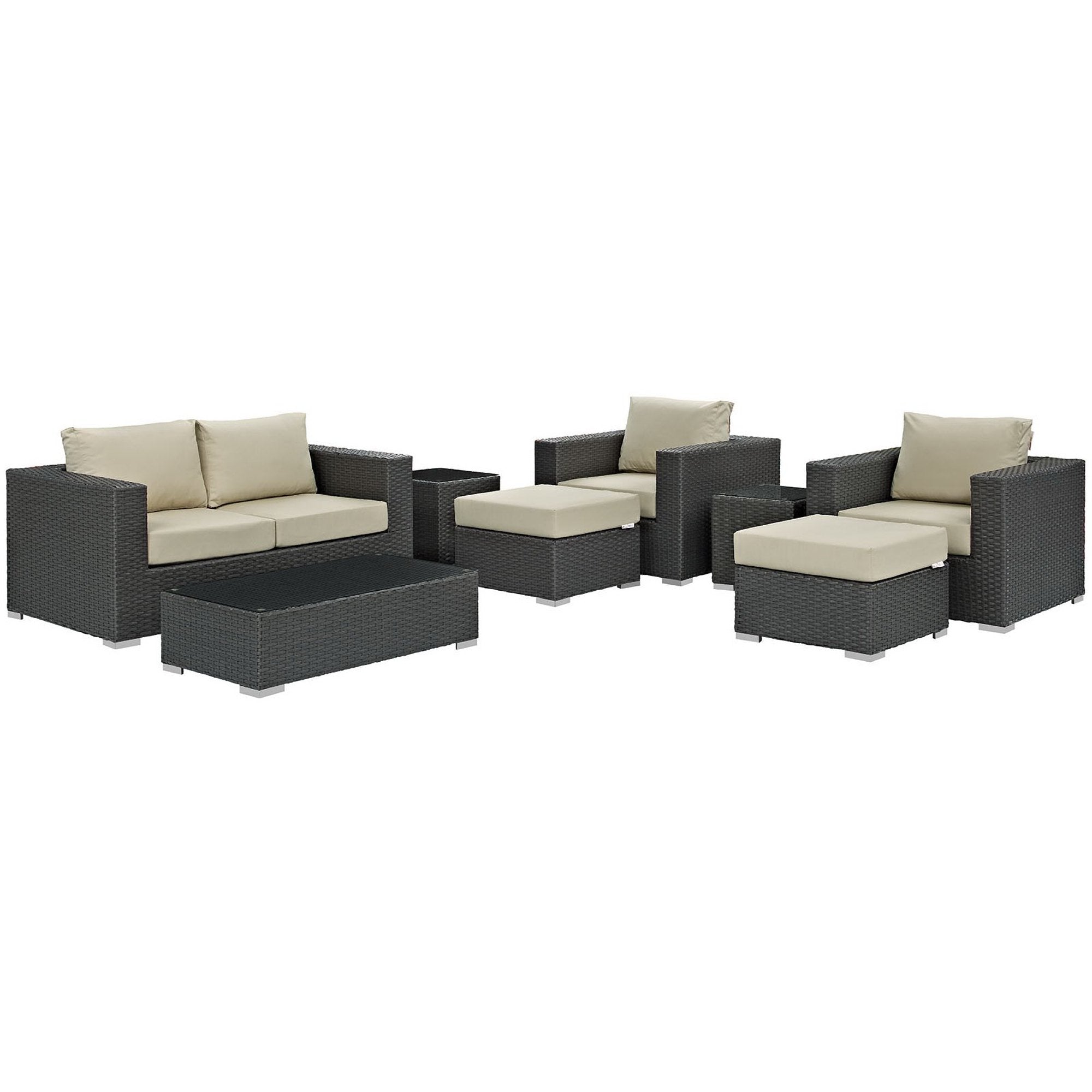 Sojourn 8 Piece Outdoor Sunbrella® Sectional Set - Canvas Antique Beige