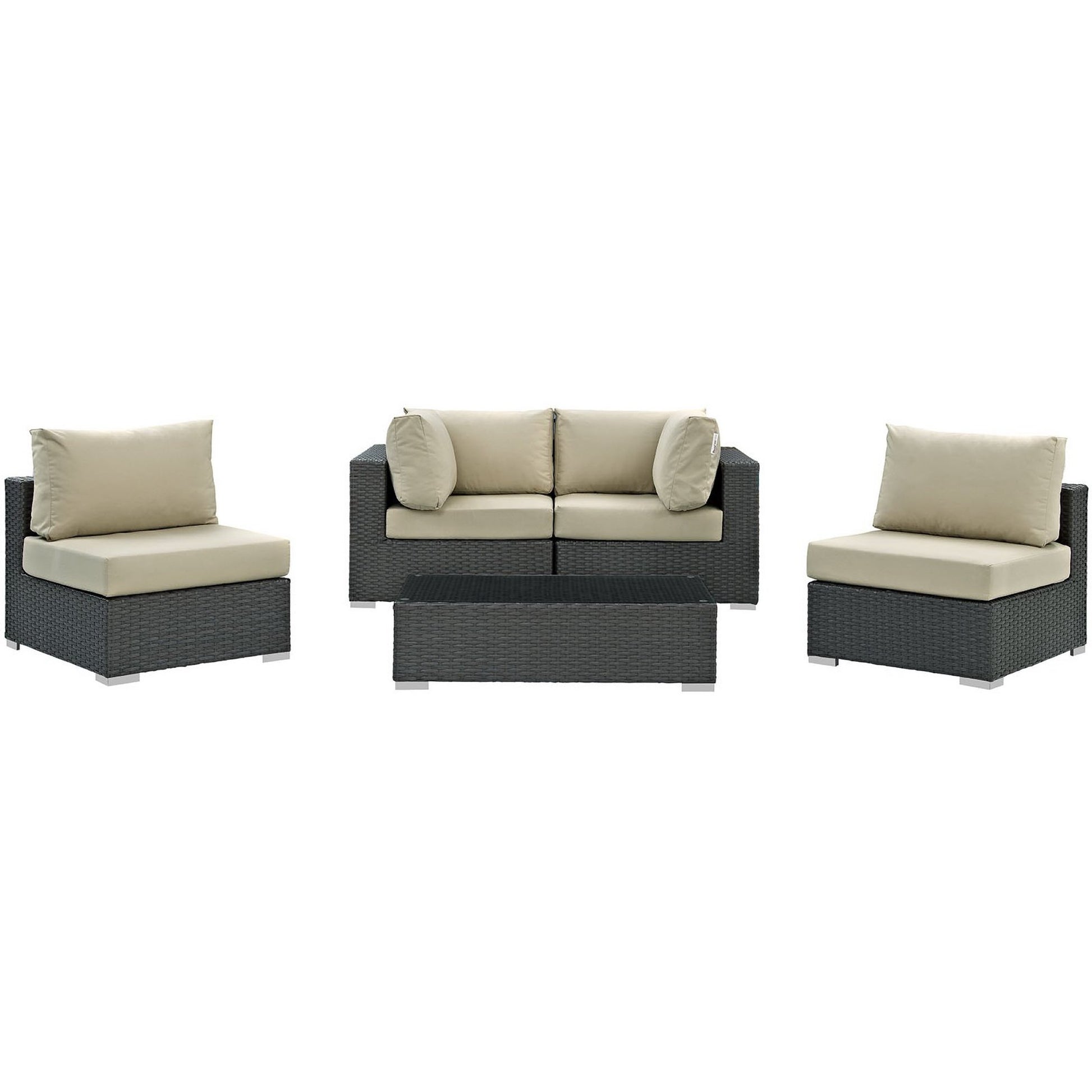 Sojourn 5 Piece Outdoor Sunbrella® Sectional Set - Canvas Gray