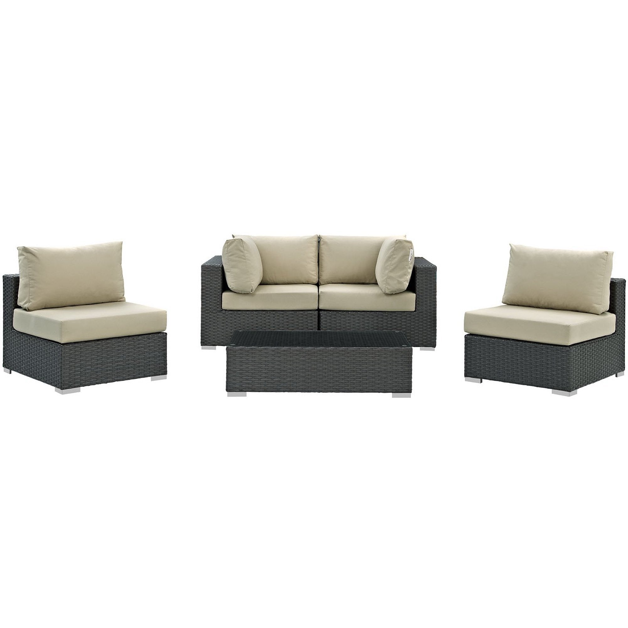 Sojourn 5 Piece Outdoor Sunbrella® Sectional Set - Canvas Gray