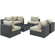 Sojourn 7 Piece Outdoor Sunbrella® Sectional Set - Canvas Antique Beige