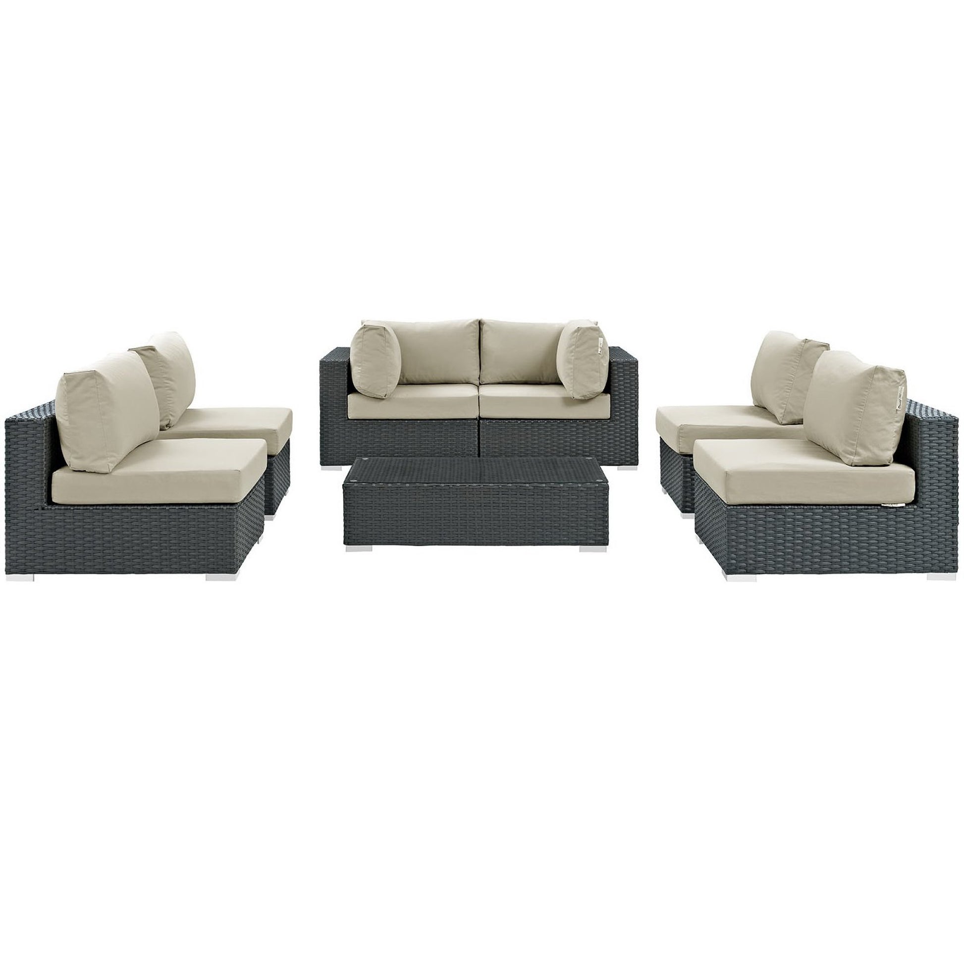 Sojourn 7 Piece Outdoor Sunbrella® Sectional Set - Canvas Gray