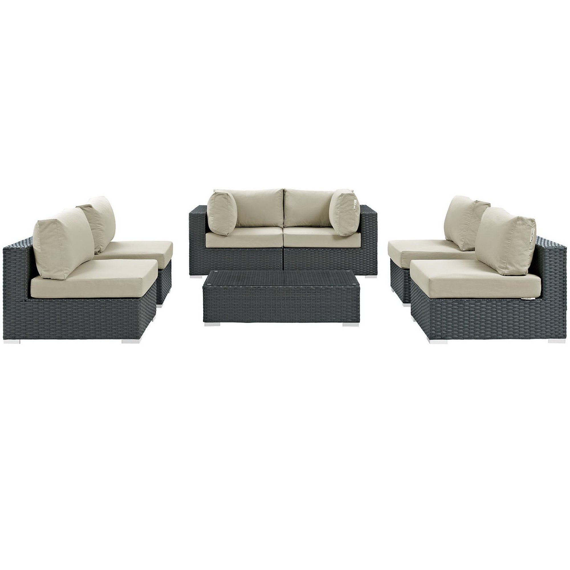 Sojourn 7 Piece Outdoor Sunbrella® Sectional Set - Canvas Gray