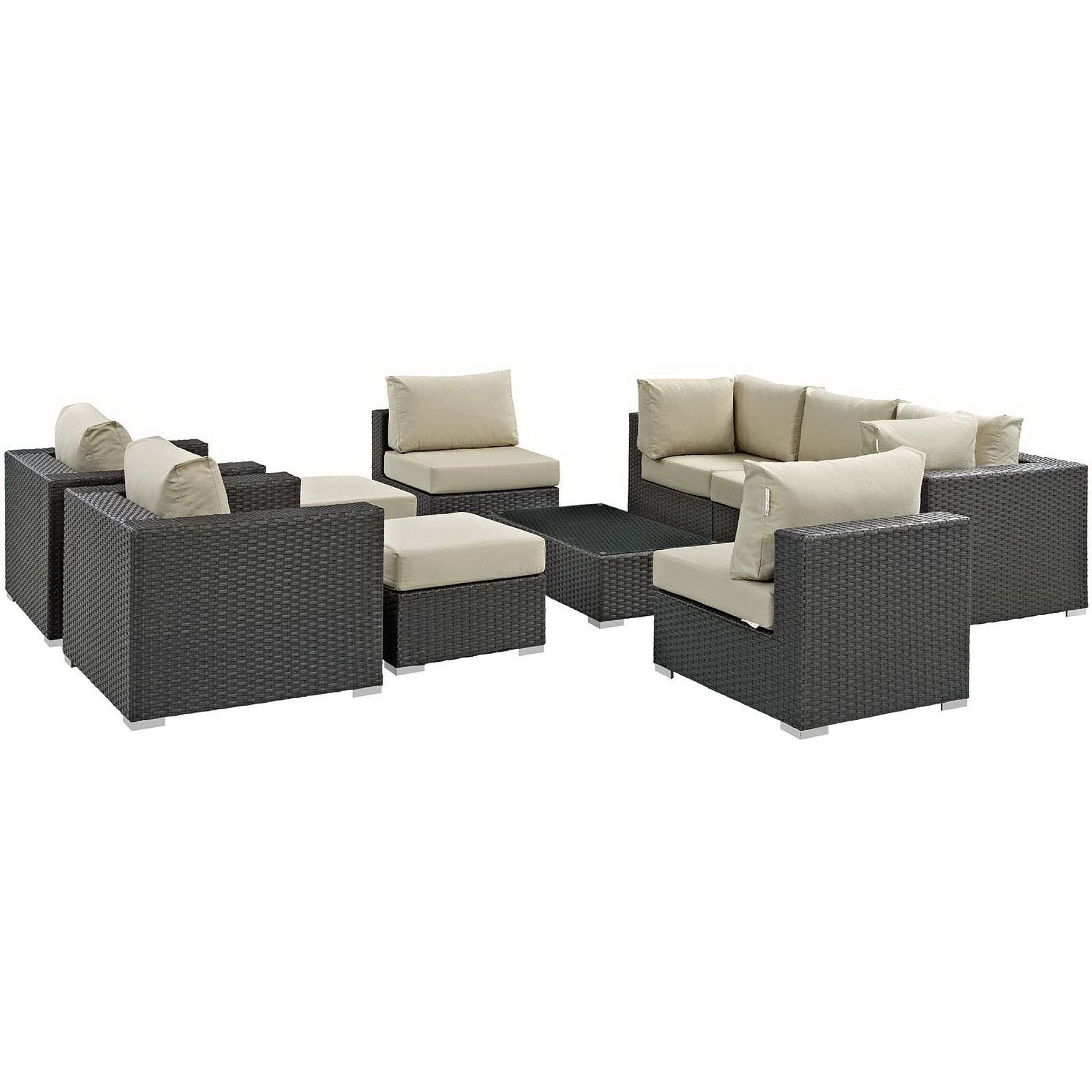 Sojourn 10 Piece Outdoor Sunbrella® Sectional Set - Canvas Antique Beige