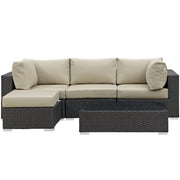 Sojourn 5 Piece Outdoor Sunbrella® Sectional Set - Canvas Antique Beige