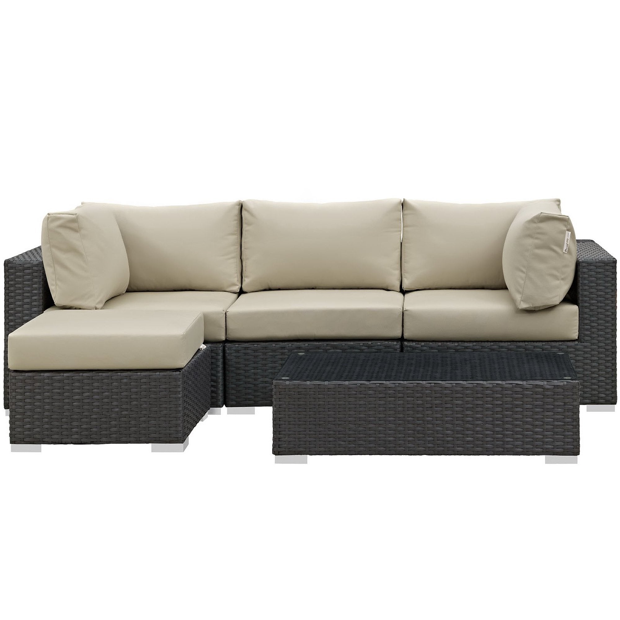Sojourn 5 Piece Outdoor Sunbrella® Sectional Set - Canvas Antique Beige