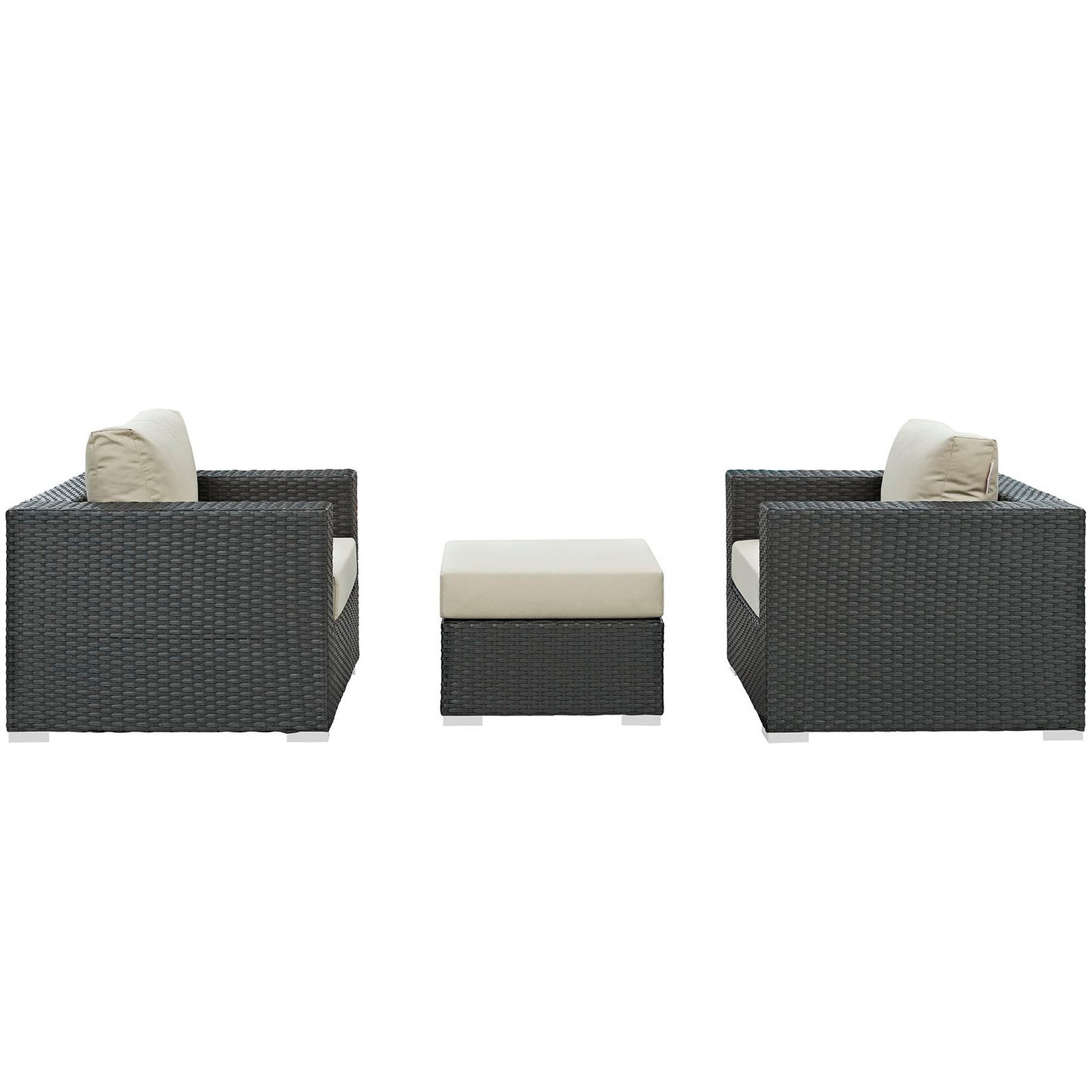 Sojourn 3 Piece Outdoor Patio Sunbrella® Sectional Set - Canvas Navy