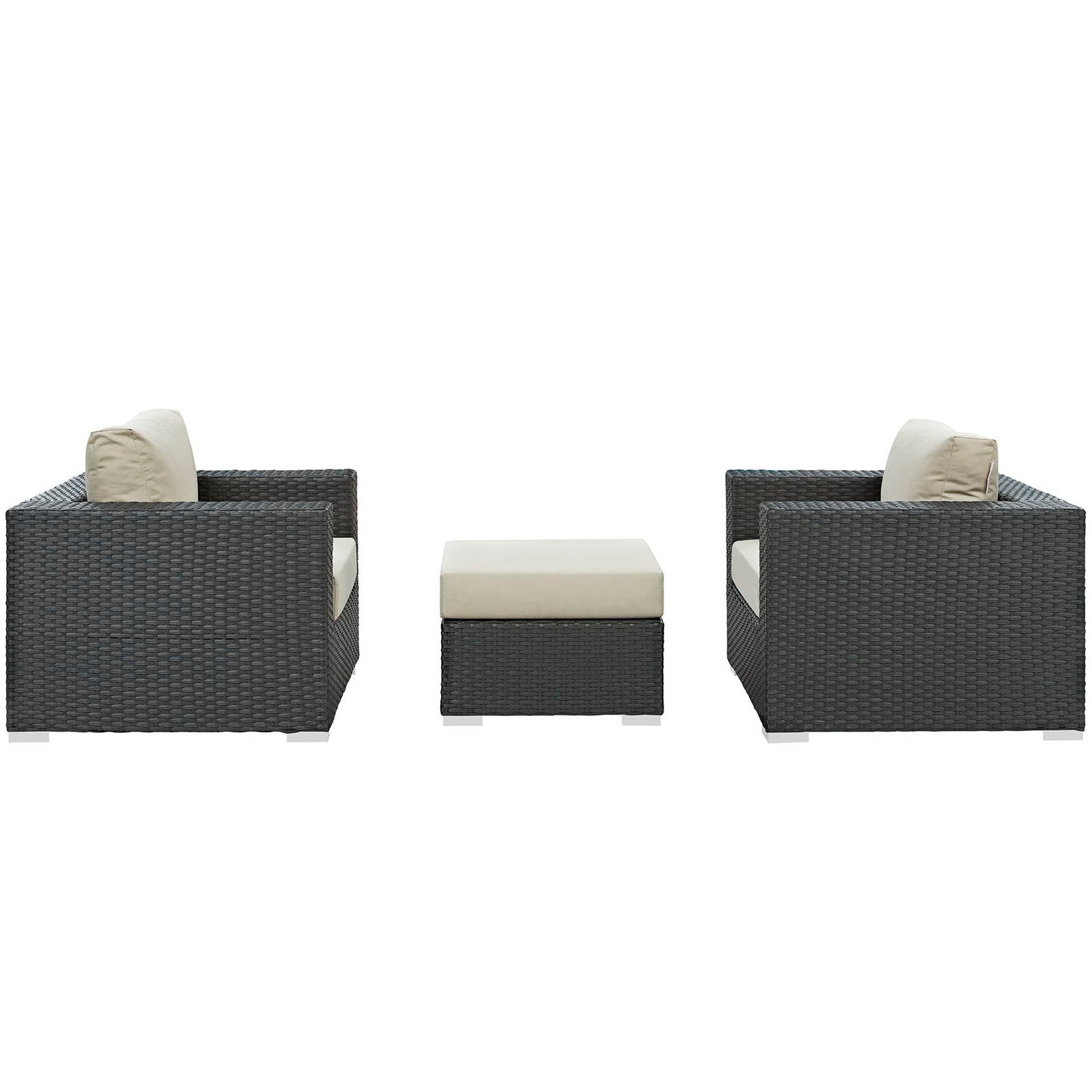 Sojourn 3 Piece Outdoor Patio Sunbrella® Sectional Set - Canvas Navy