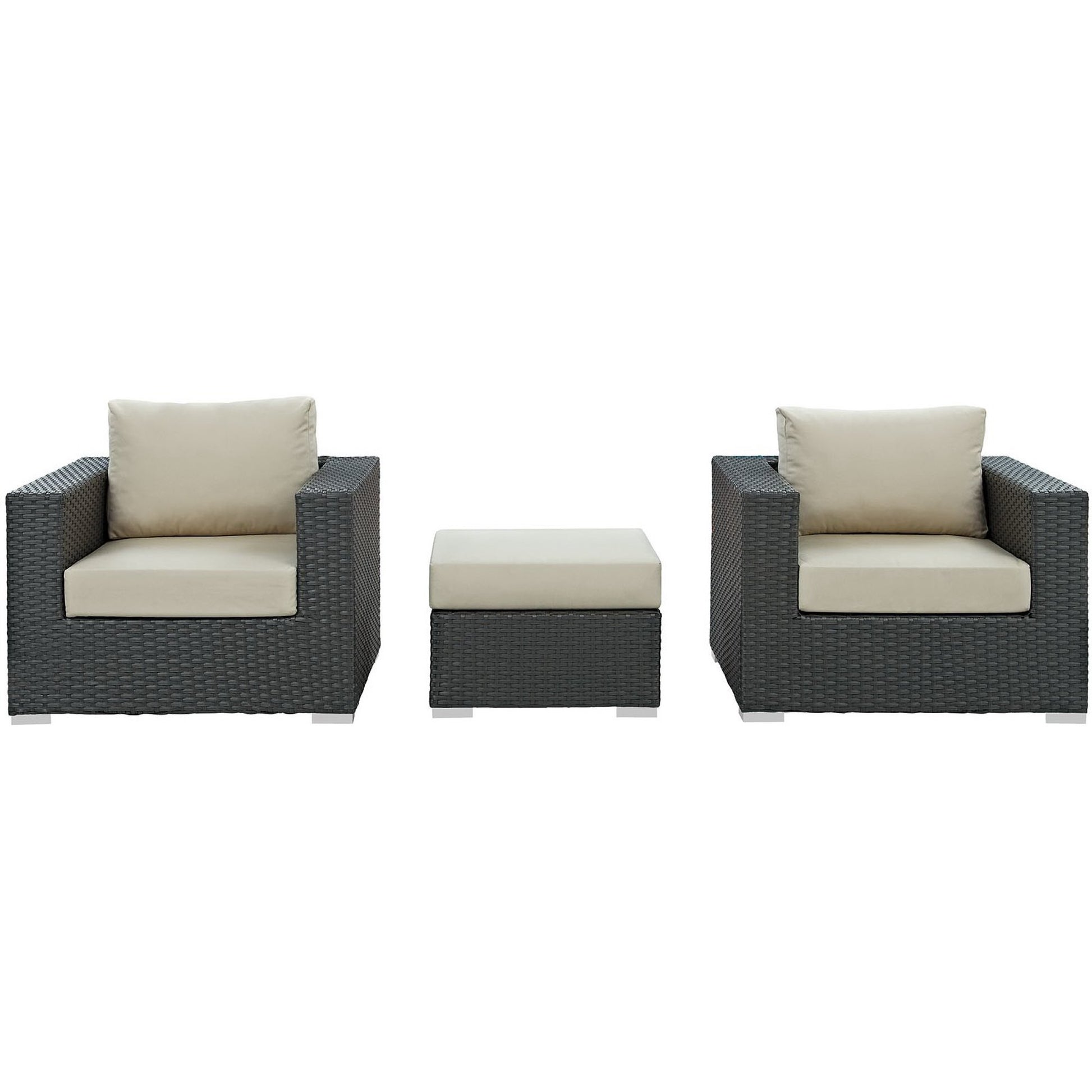 Sojourn 3 Piece Outdoor Patio Sunbrella® Sectional Set - Canvas Red