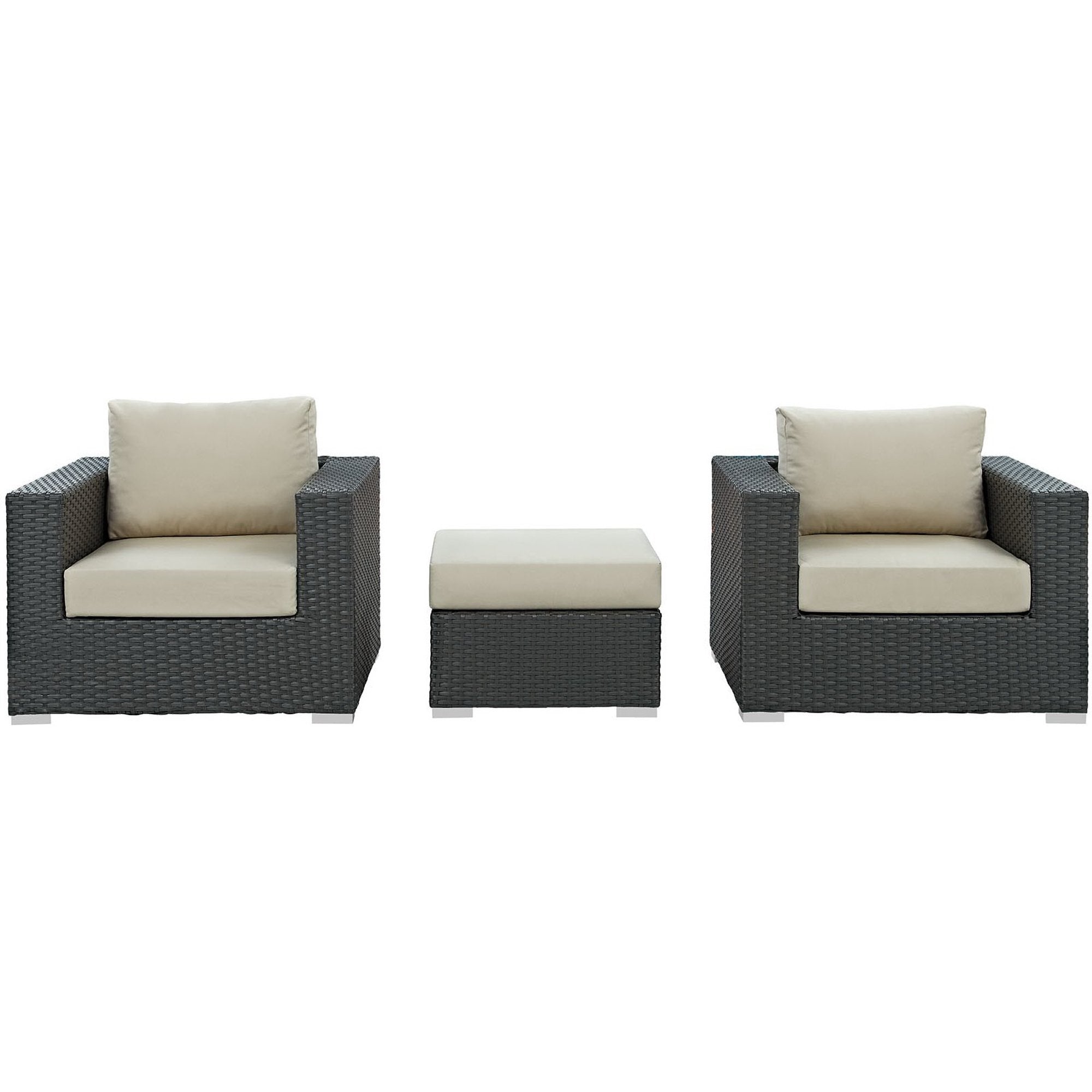 Sojourn 3 Piece Outdoor Patio Sunbrella® Sectional Set - Canvas Red