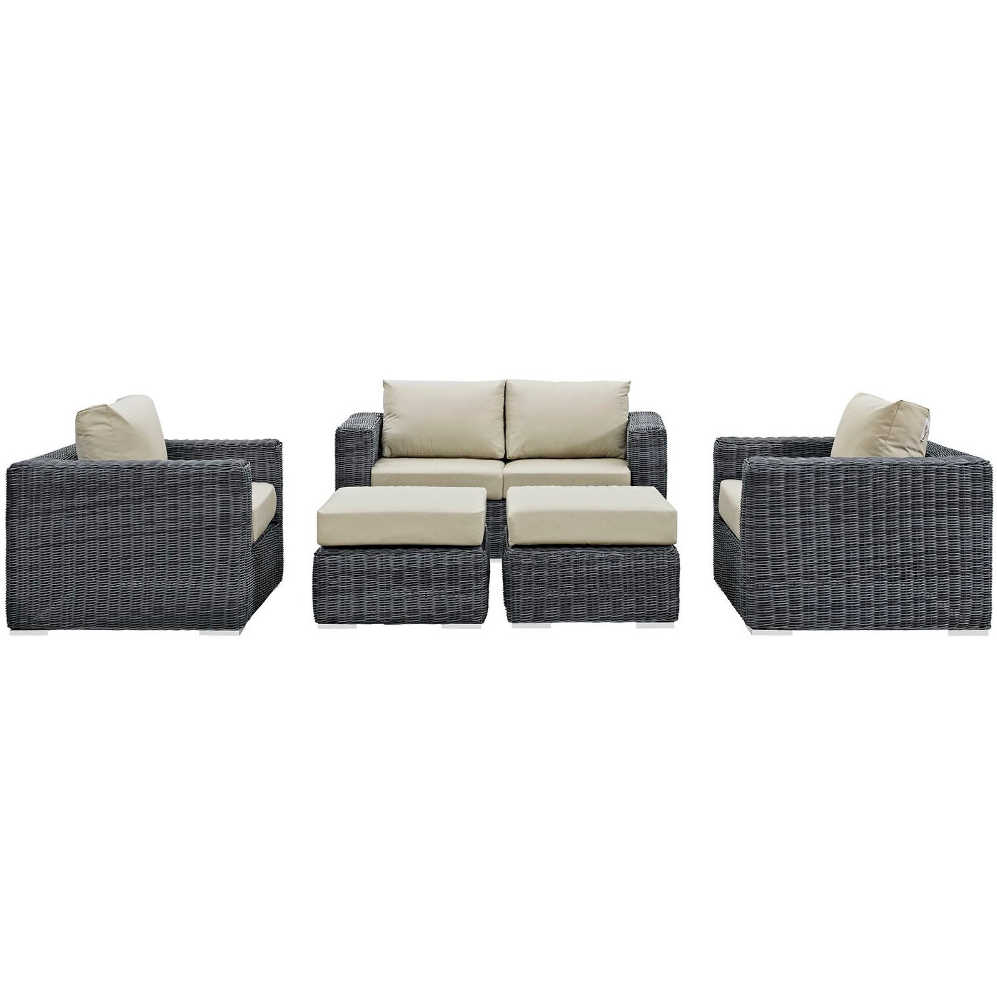 Summon 5 Piece Outdoor Patio Sunbrella® Sectional Set