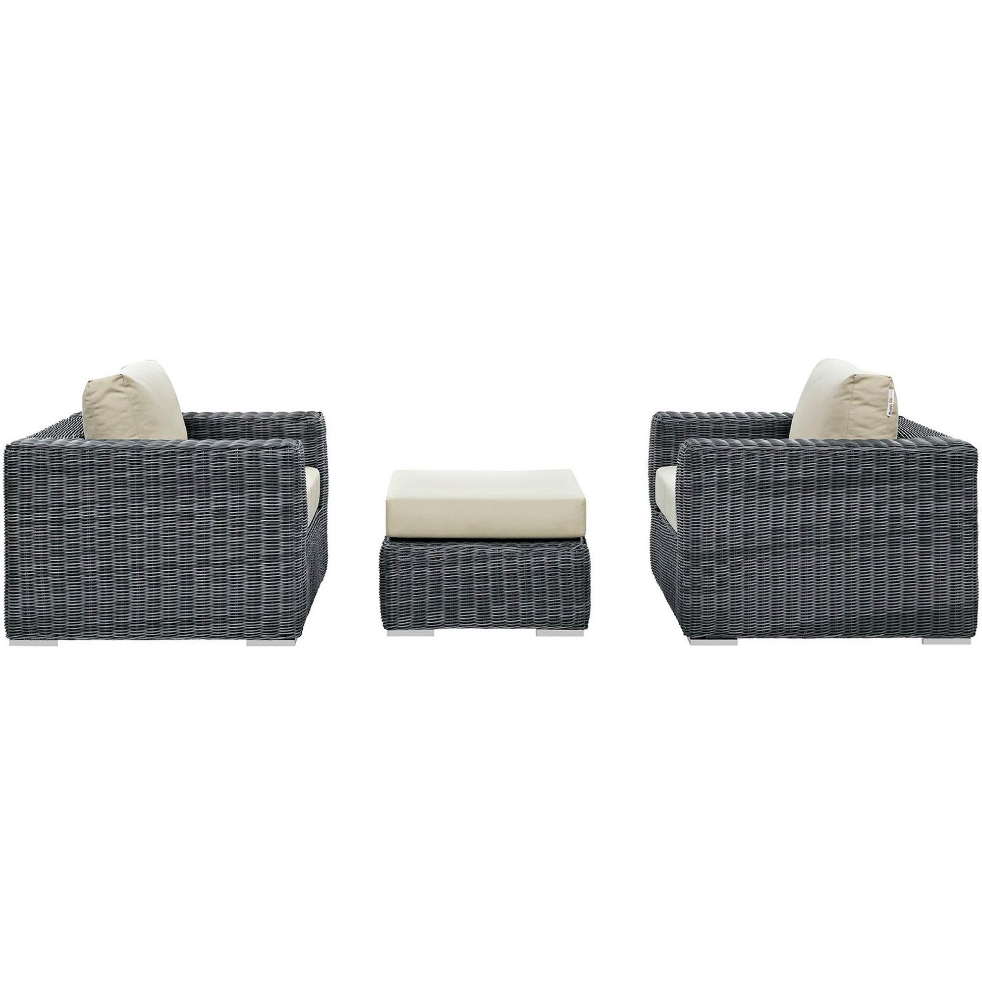 Summon 3 Piece Outdoor Patio Sunbrella® Sectional Set - Canvas Gray