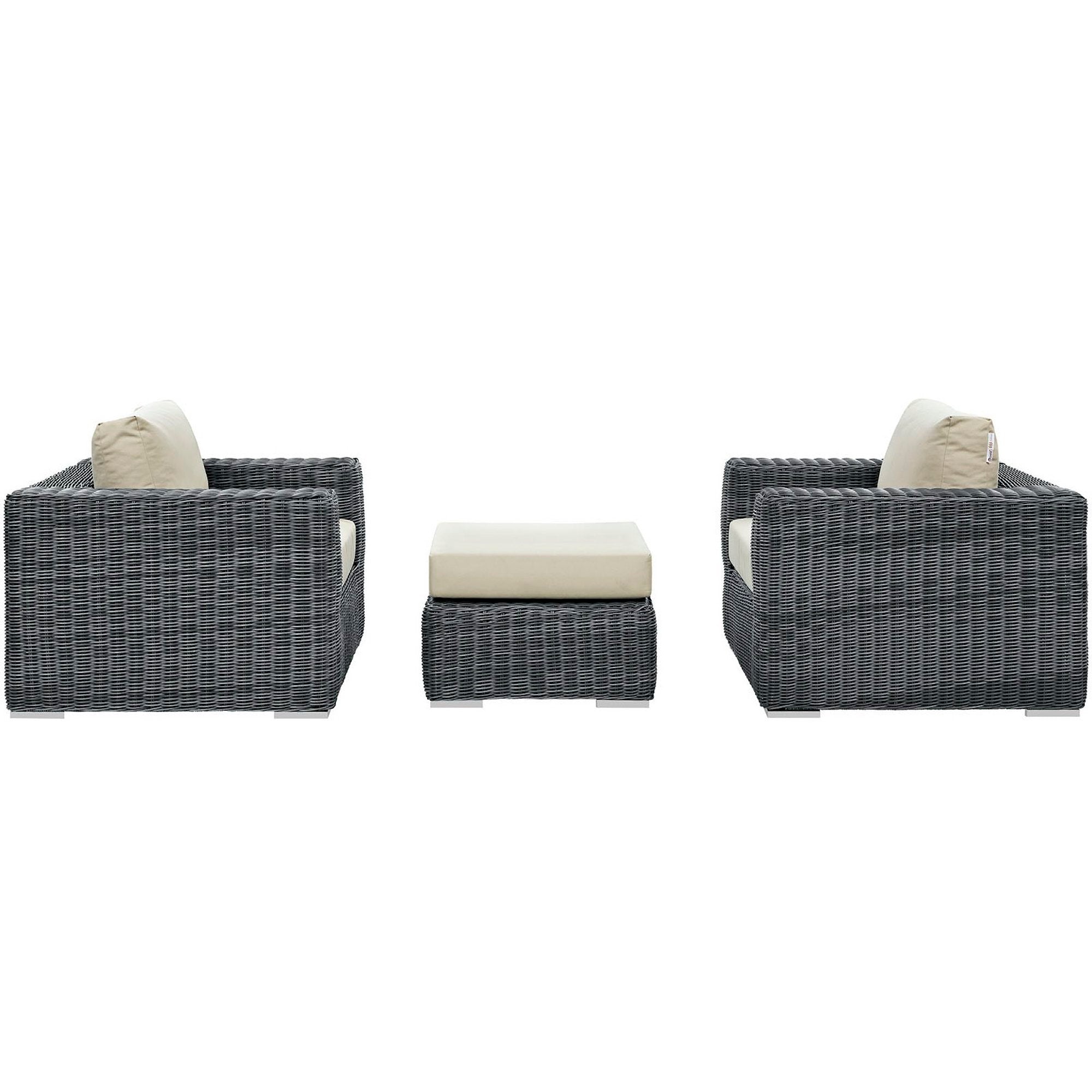 Summon 3 Piece Outdoor Patio Sunbrella® Sectional Set - Canvas Gray