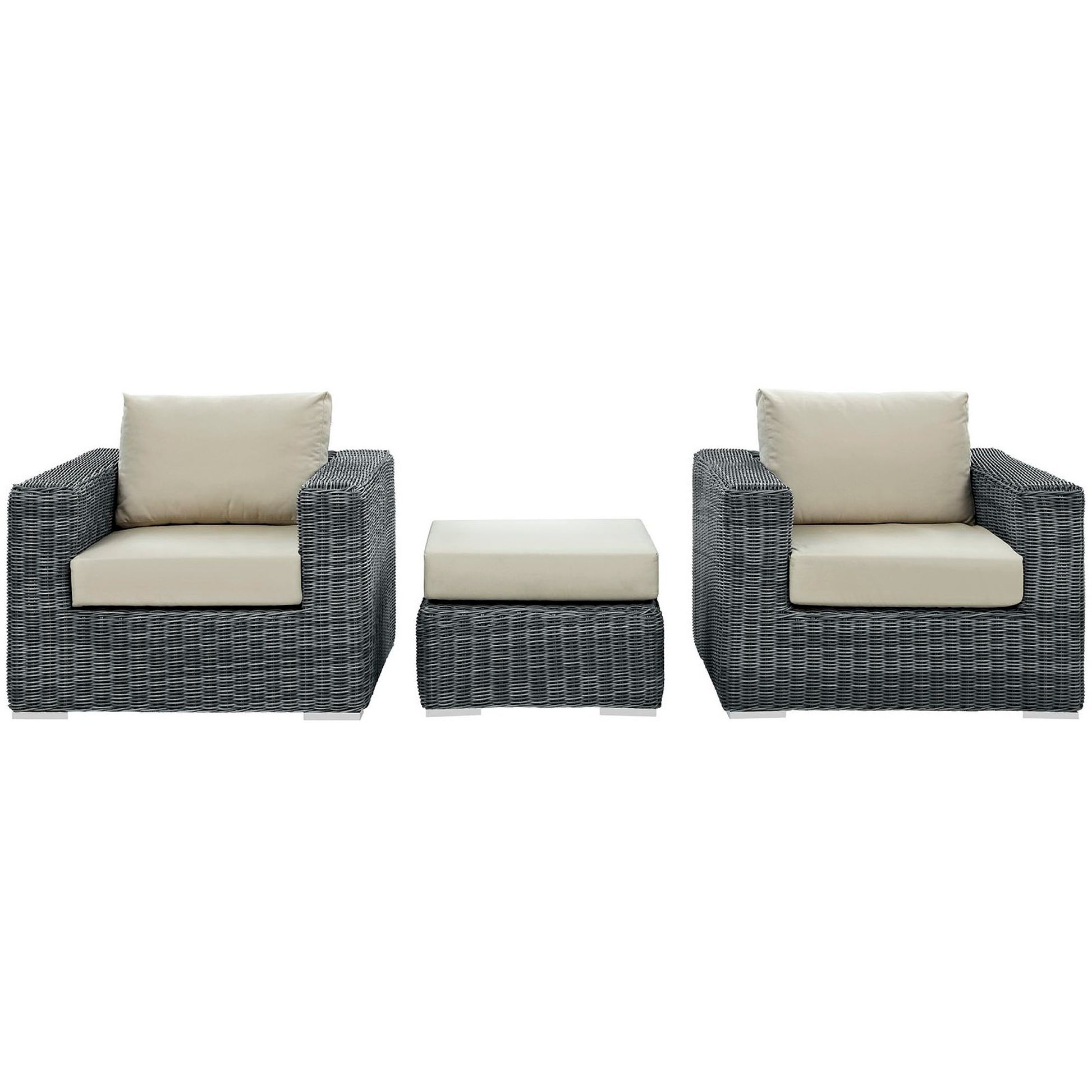 Summon 3 Piece Outdoor Patio Sunbrella® Sectional Set - Canvas Red
