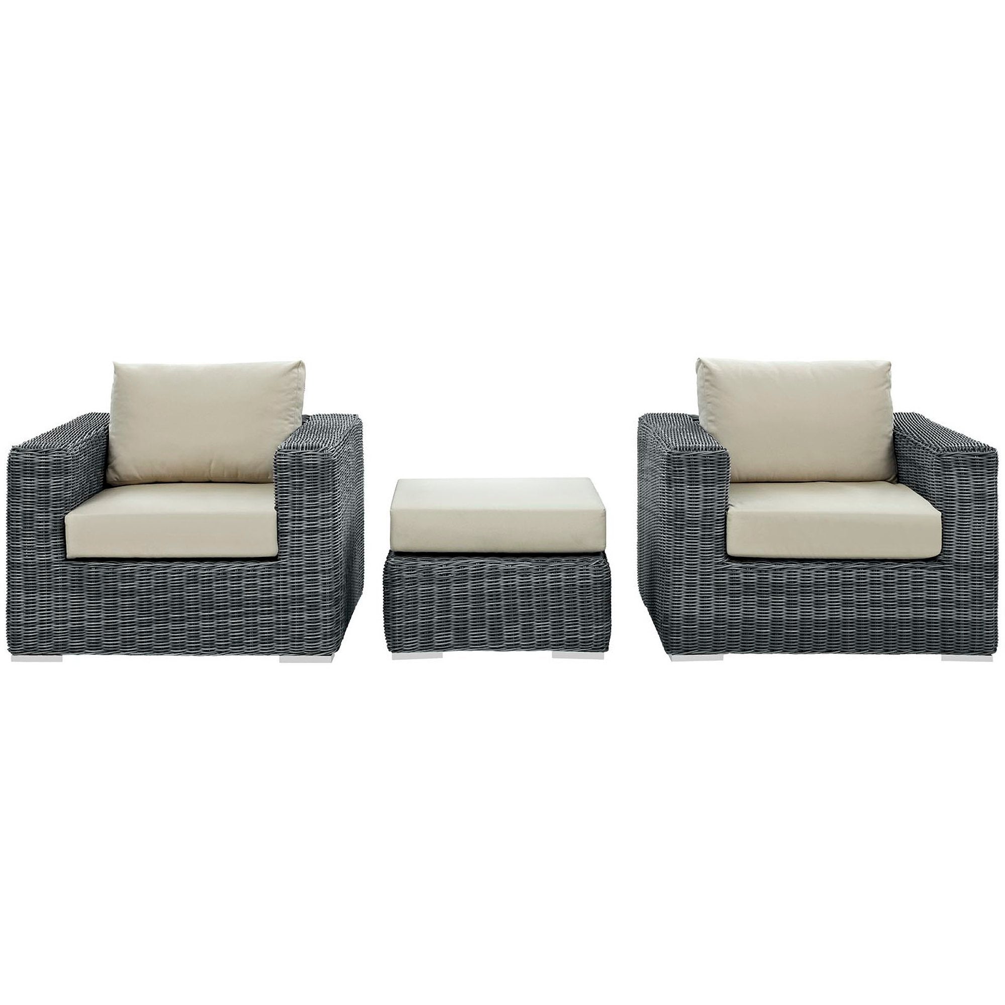 Summon 3 Piece Outdoor Patio Sunbrella® Sectional Set - Canvas Red