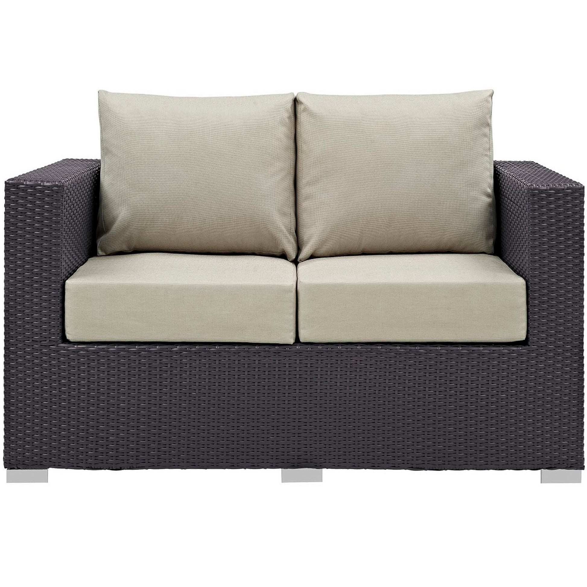 Convene Outdoor Patio Loveseat - Espresso Red