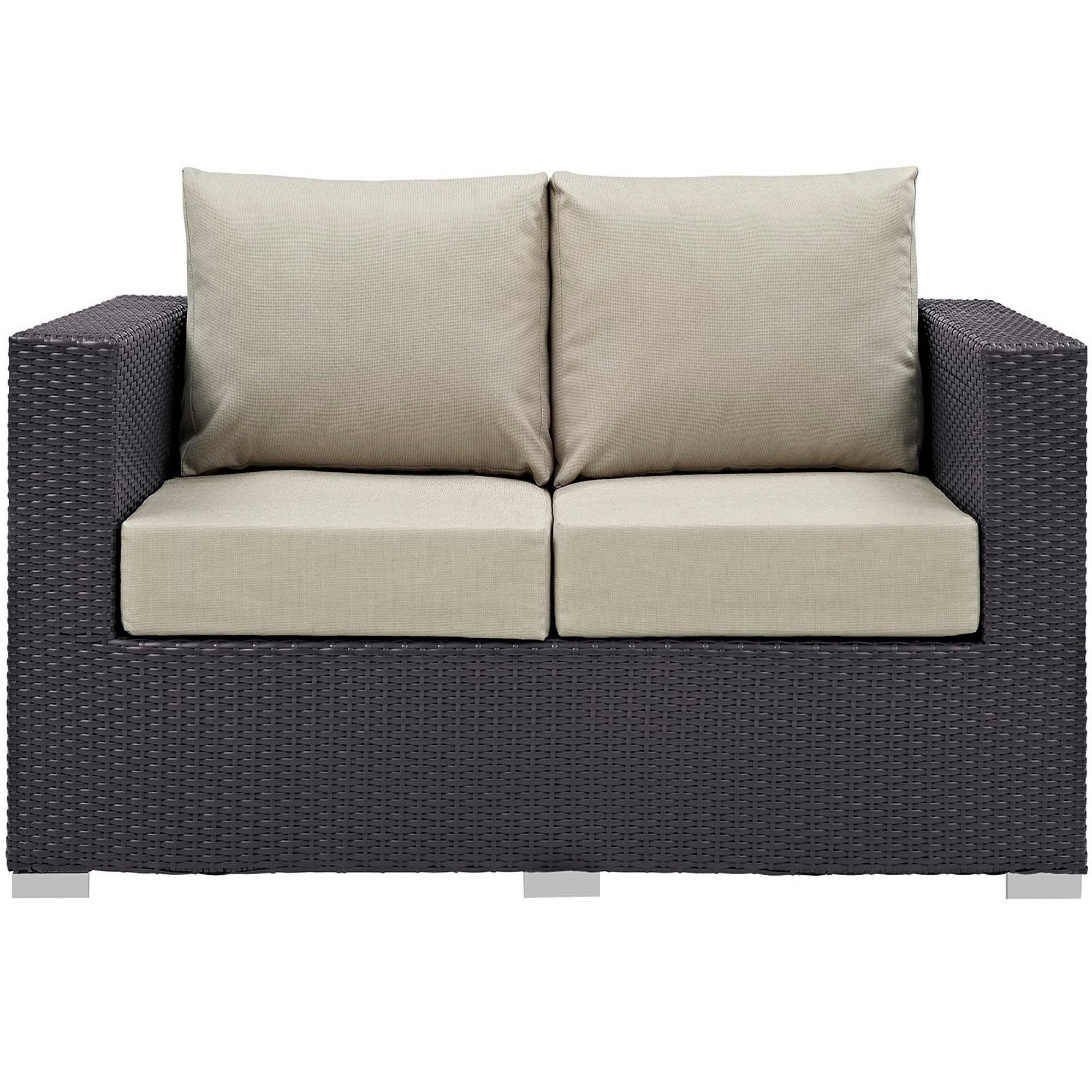 Convene Outdoor Patio Loveseat - Espresso Red