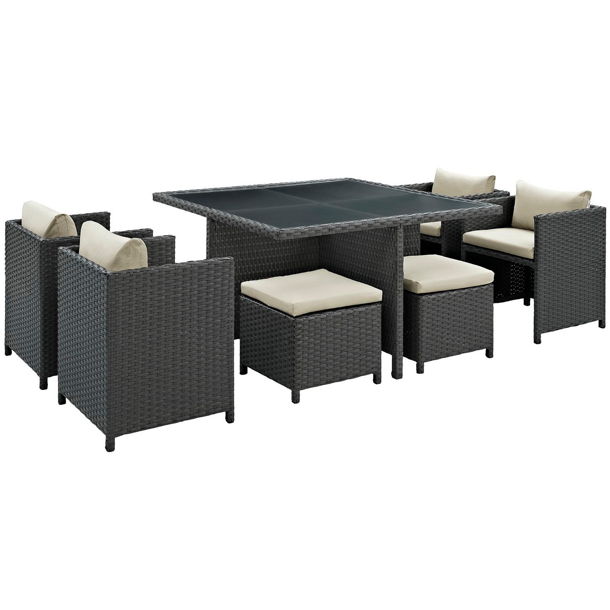 Sojourn 9 Piece Outdoor Patio Sunbrella® Dining Set - Canvas Gray