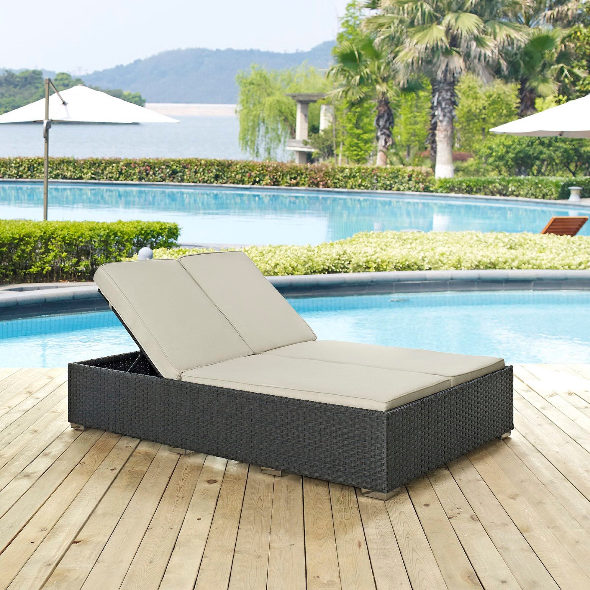 Sojourn Outdoor Patio Sunbrella® Double Chaise - Chocolate Red