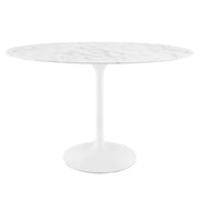 Lippa Oval Artificial Marble Dining Table - White