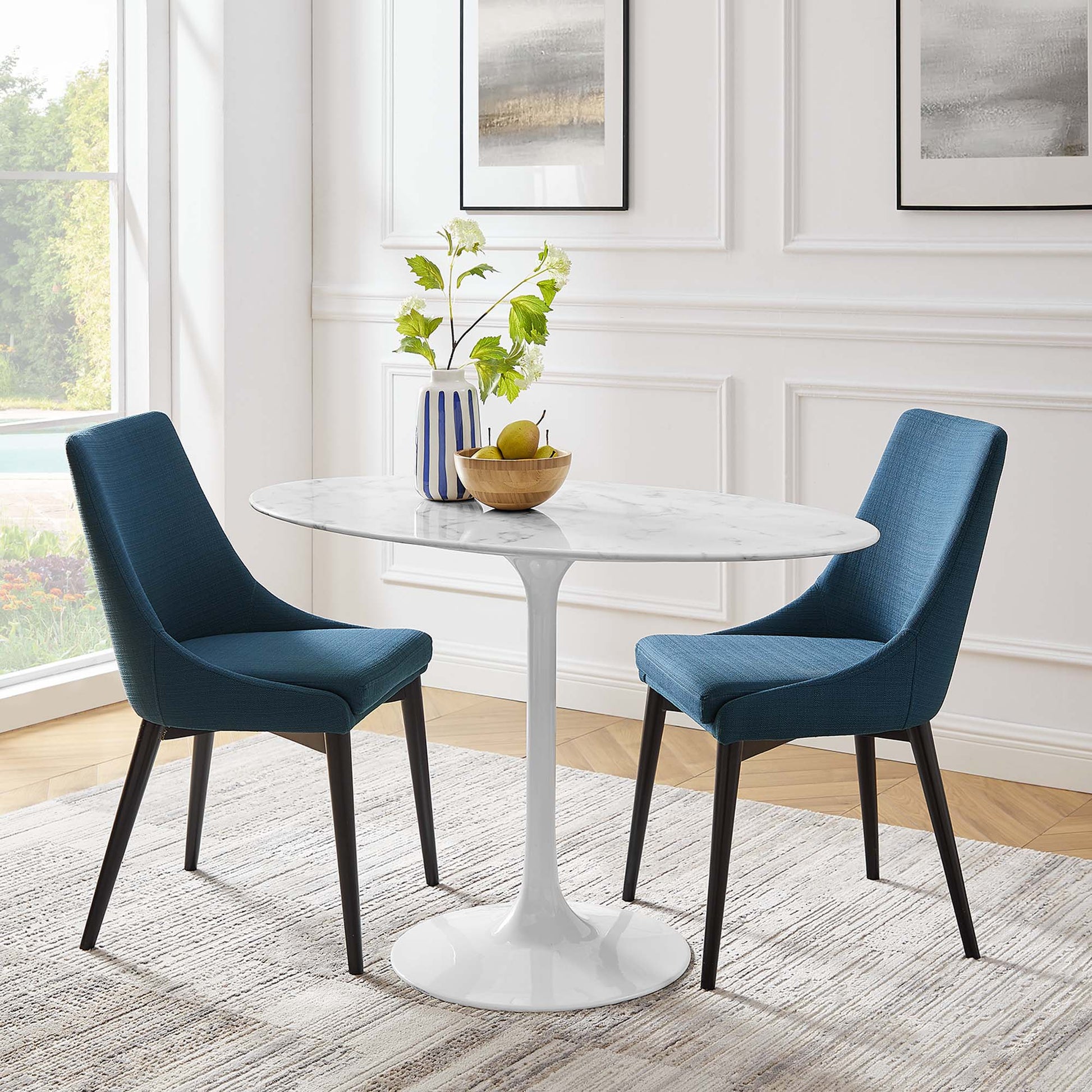Lippa Oval Artificial Marble Dining Table