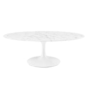 Lippa Oval Artificial Marble Coffee Table - White