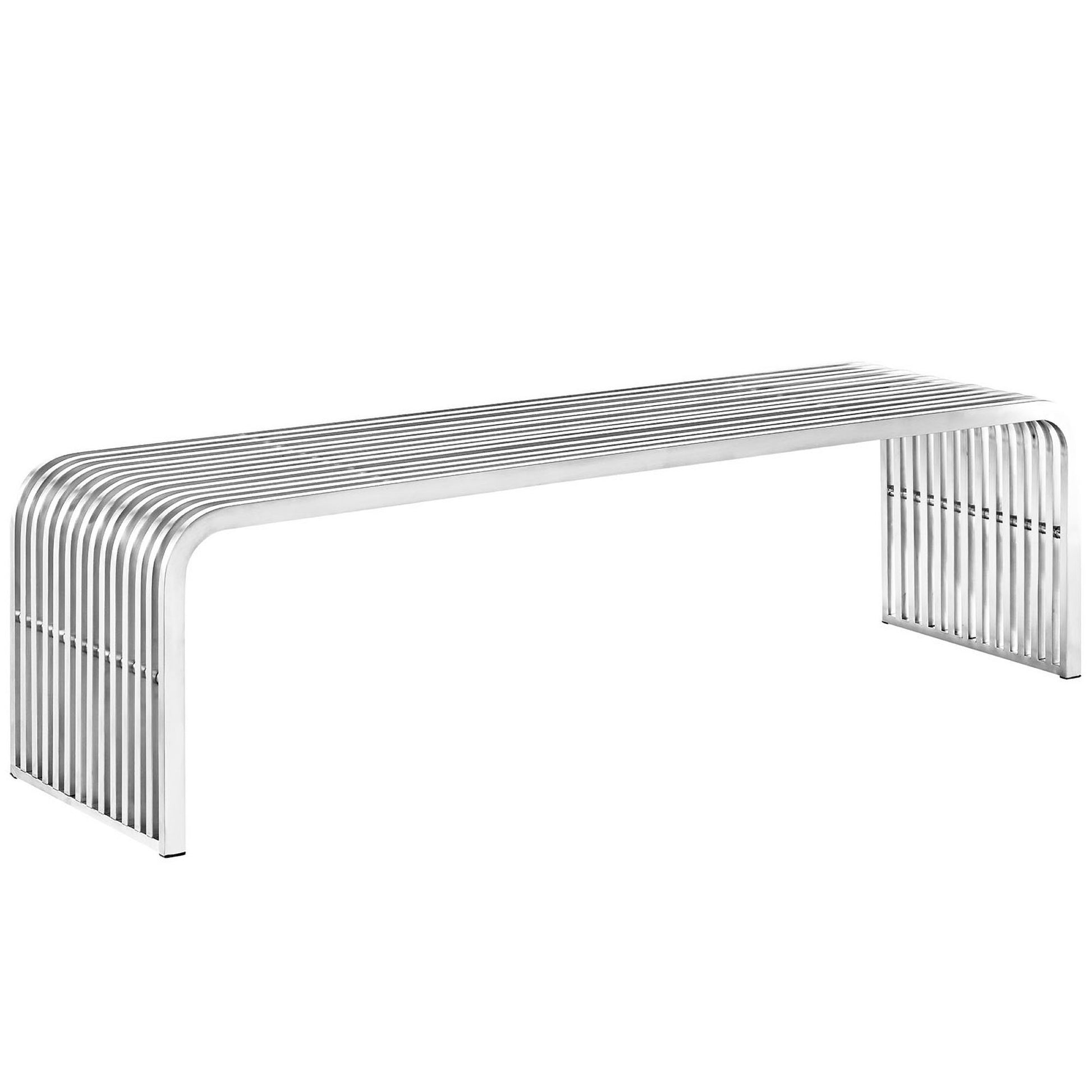 Pipe 60" Stainless Steel Bench - Silver