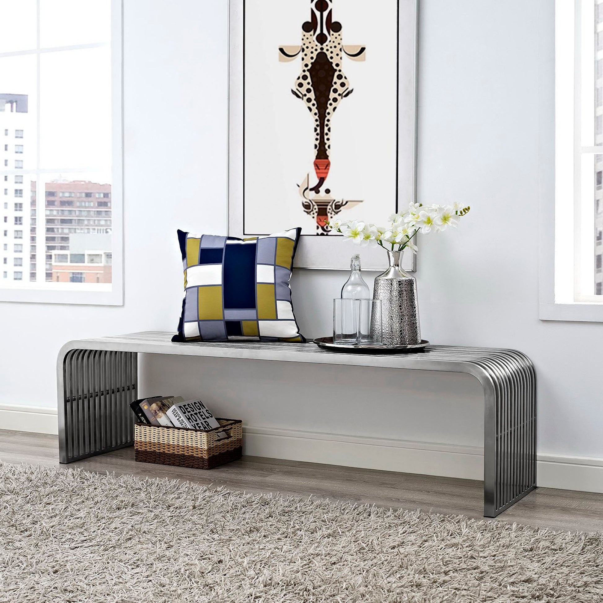 Pipe 60" Stainless Steel Bench