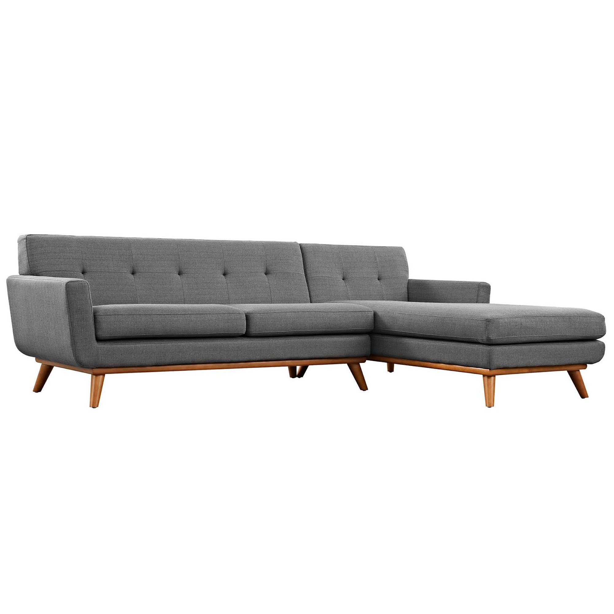 Engage Right-Facing Upholstered Fabric Sectional Sofa - Gray
